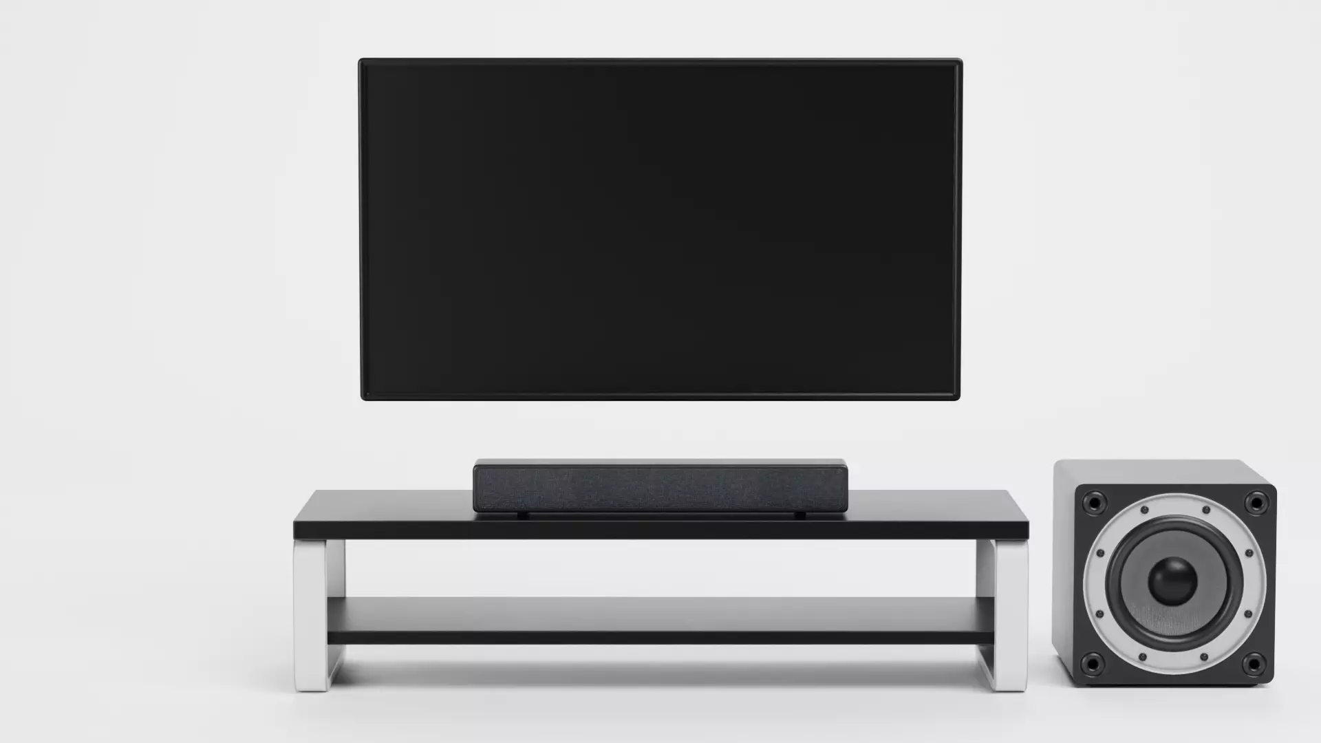 TV Unit with Flat Screen and Sound System V5 - Home Cinema Low-poly 3D model_0