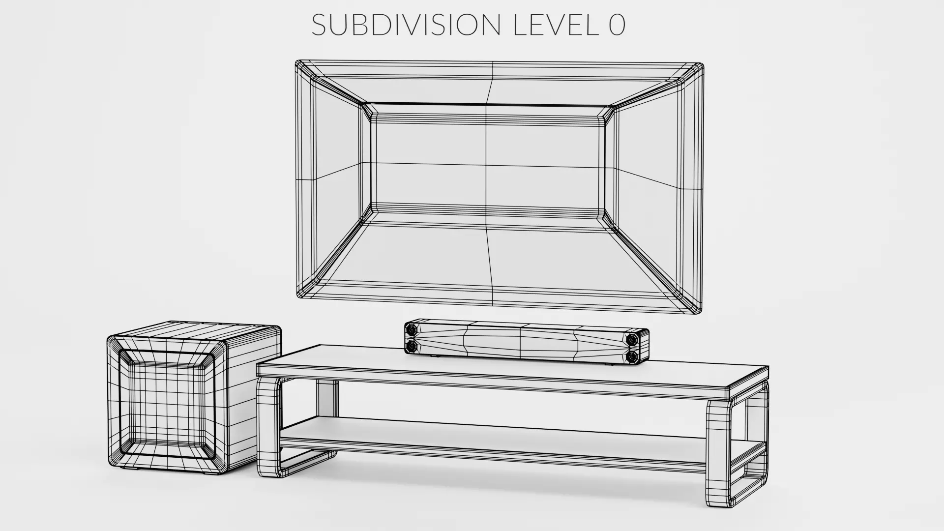 TV Unit with Flat Screen and Sound System V5 - Home Cinema Low-poly 3D model_9