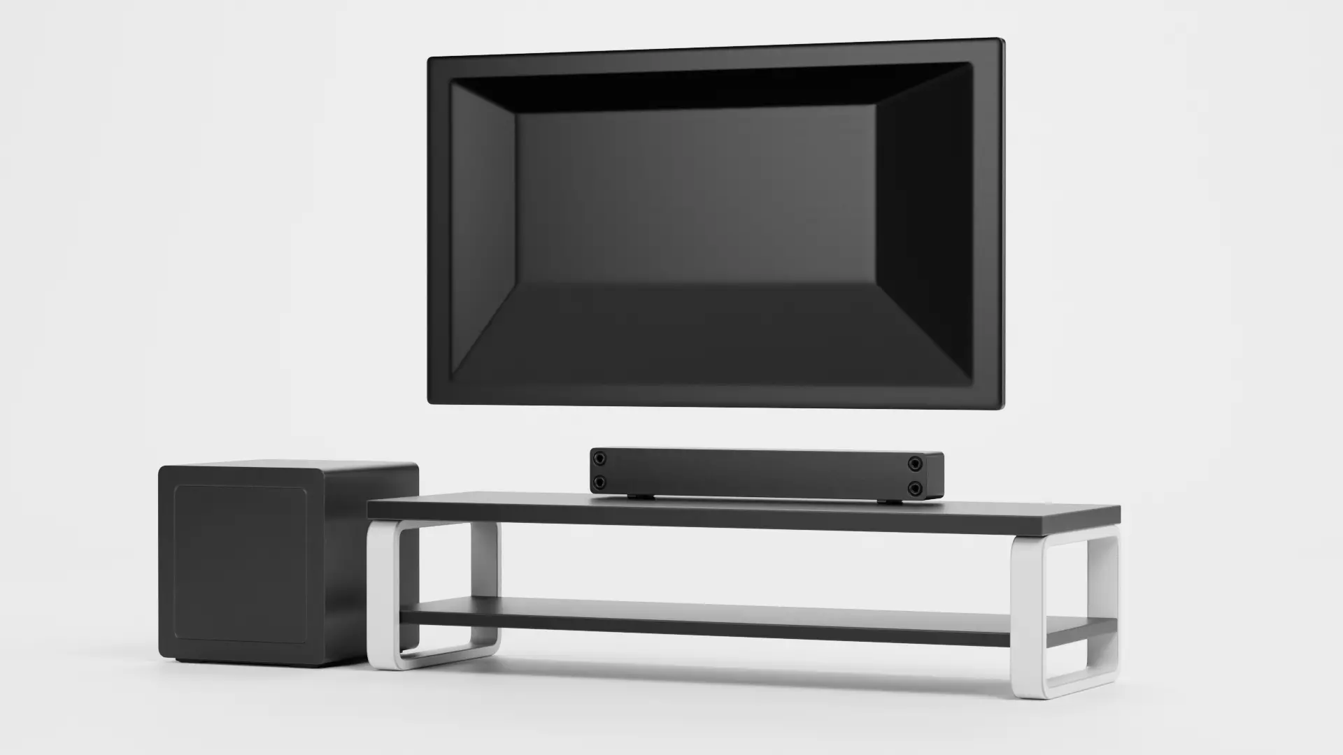 TV Unit with Flat Screen and Sound System V5 - Home Cinema Low-poly 3D model_3
