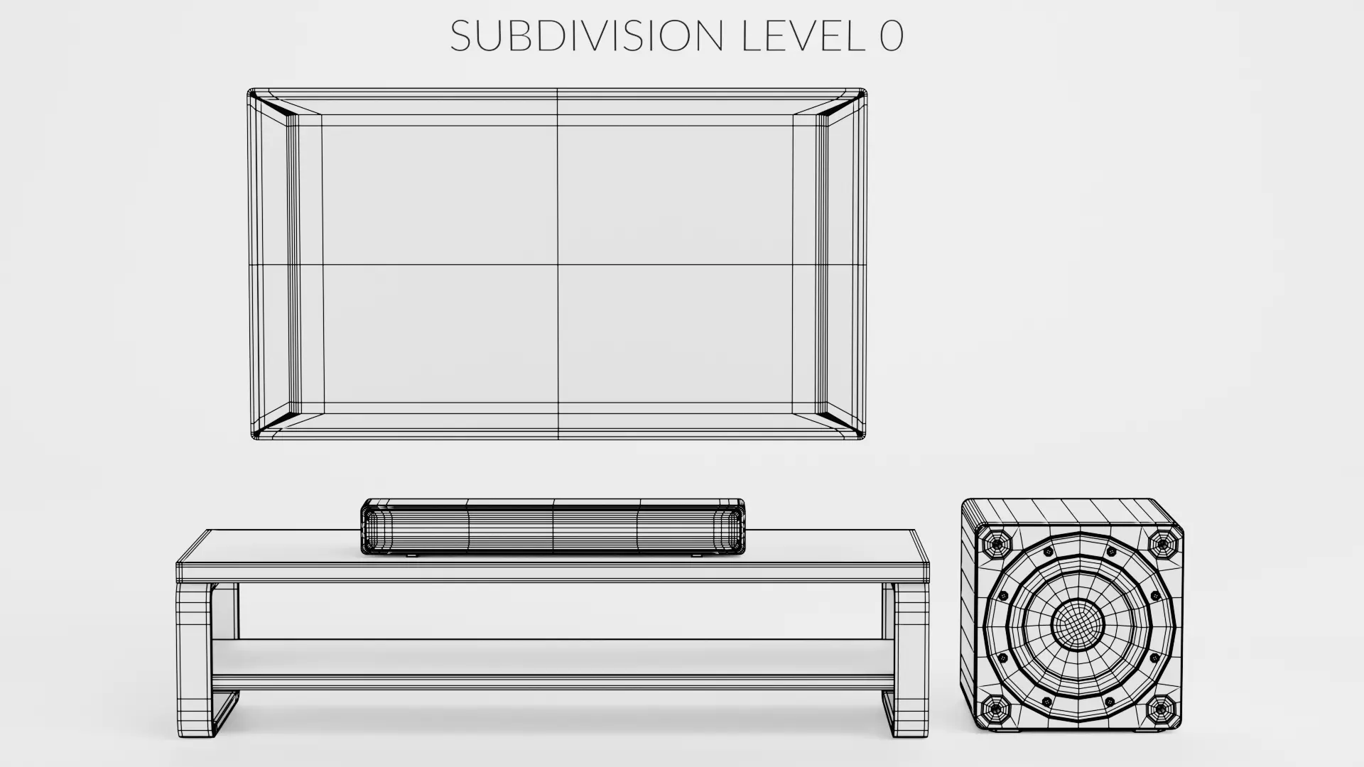 TV Unit with Flat Screen and Sound System V5 - Home Cinema Low-poly 3D model_7