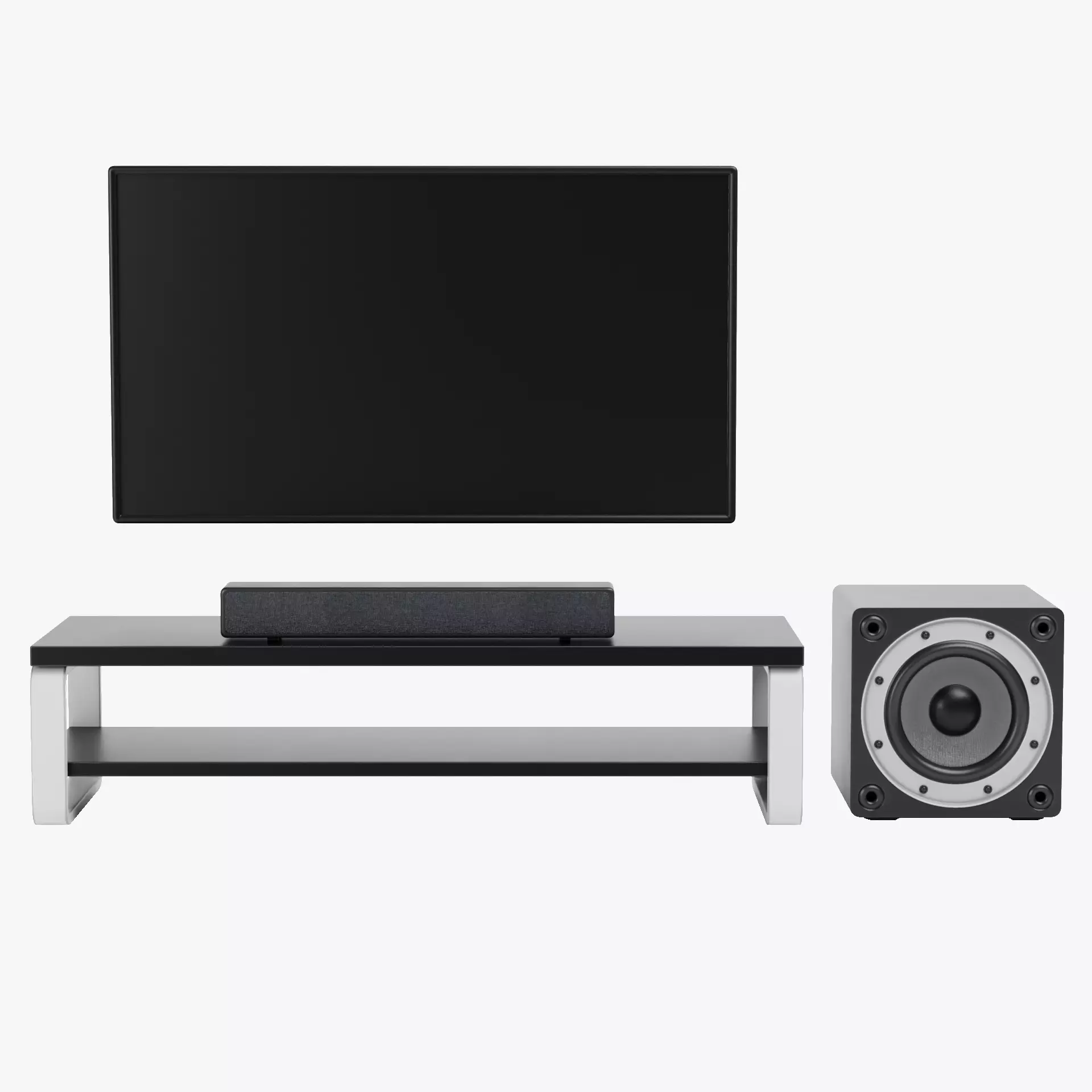 TV Unit with Flat Screen and Sound System V5 - Home Cinema Low-poly 3D model_11