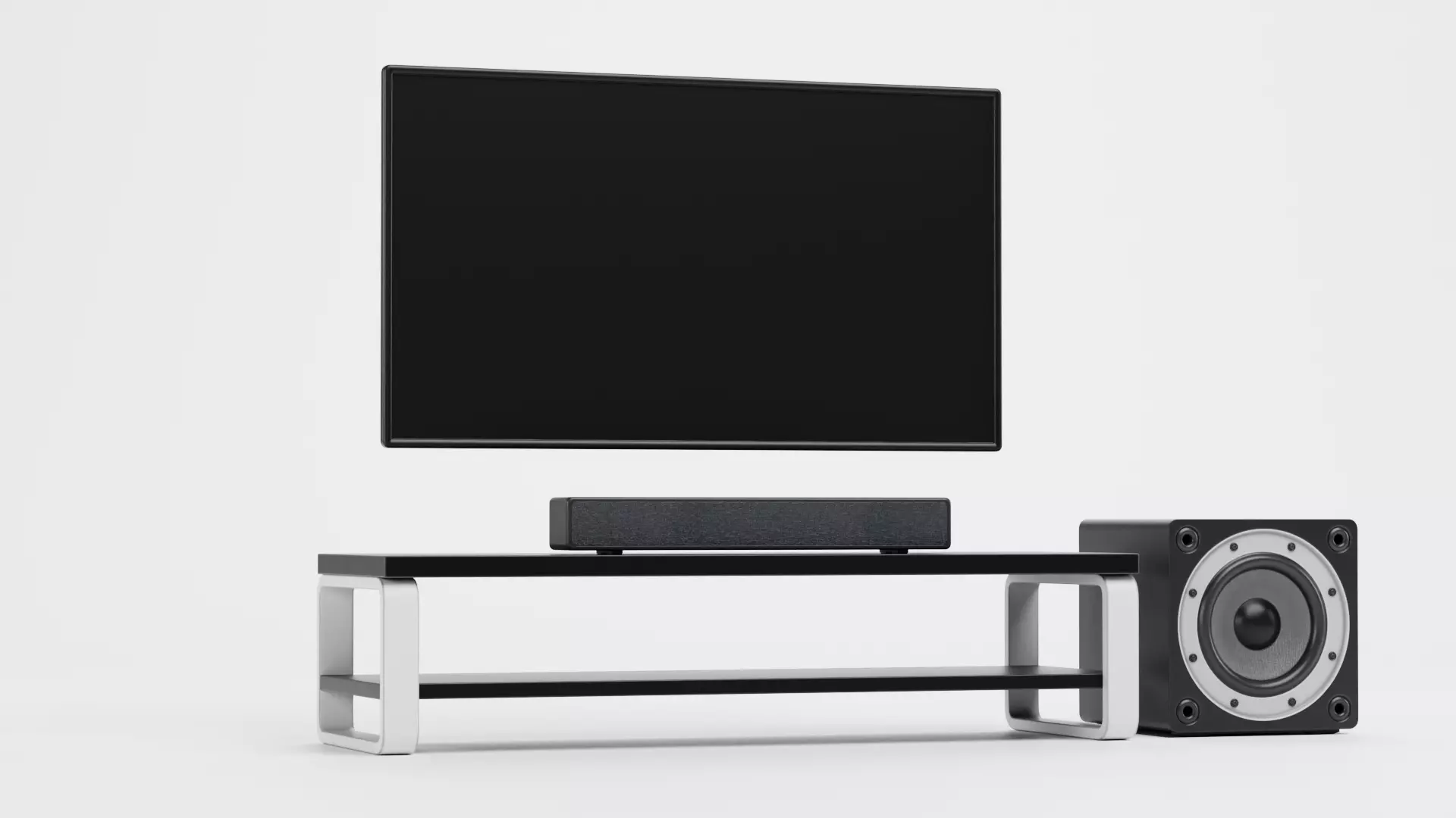 TV Unit with Flat Screen and Sound System V5 - Home Cinema Low-poly 3D model_1