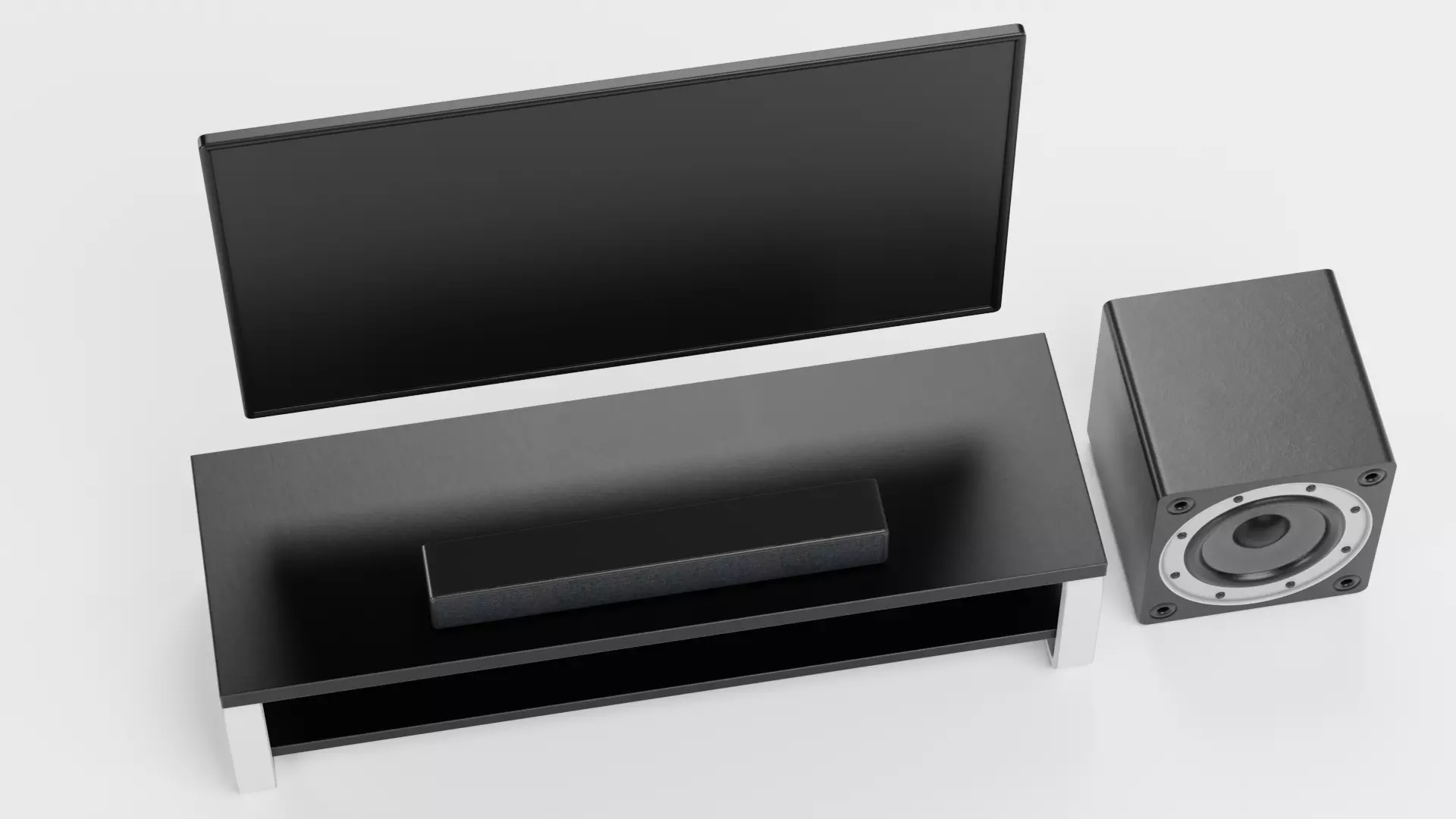 TV Unit with Flat Screen and Sound System V5 - Home Cinema Low-poly 3D model_5