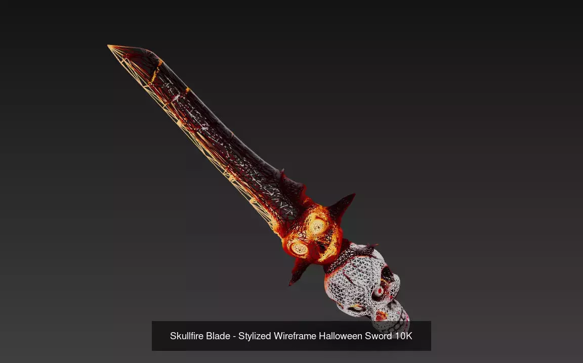 Infernal Pumpkin Blades - Wireframe Halloween Sword Pack 3D Model Collection_1