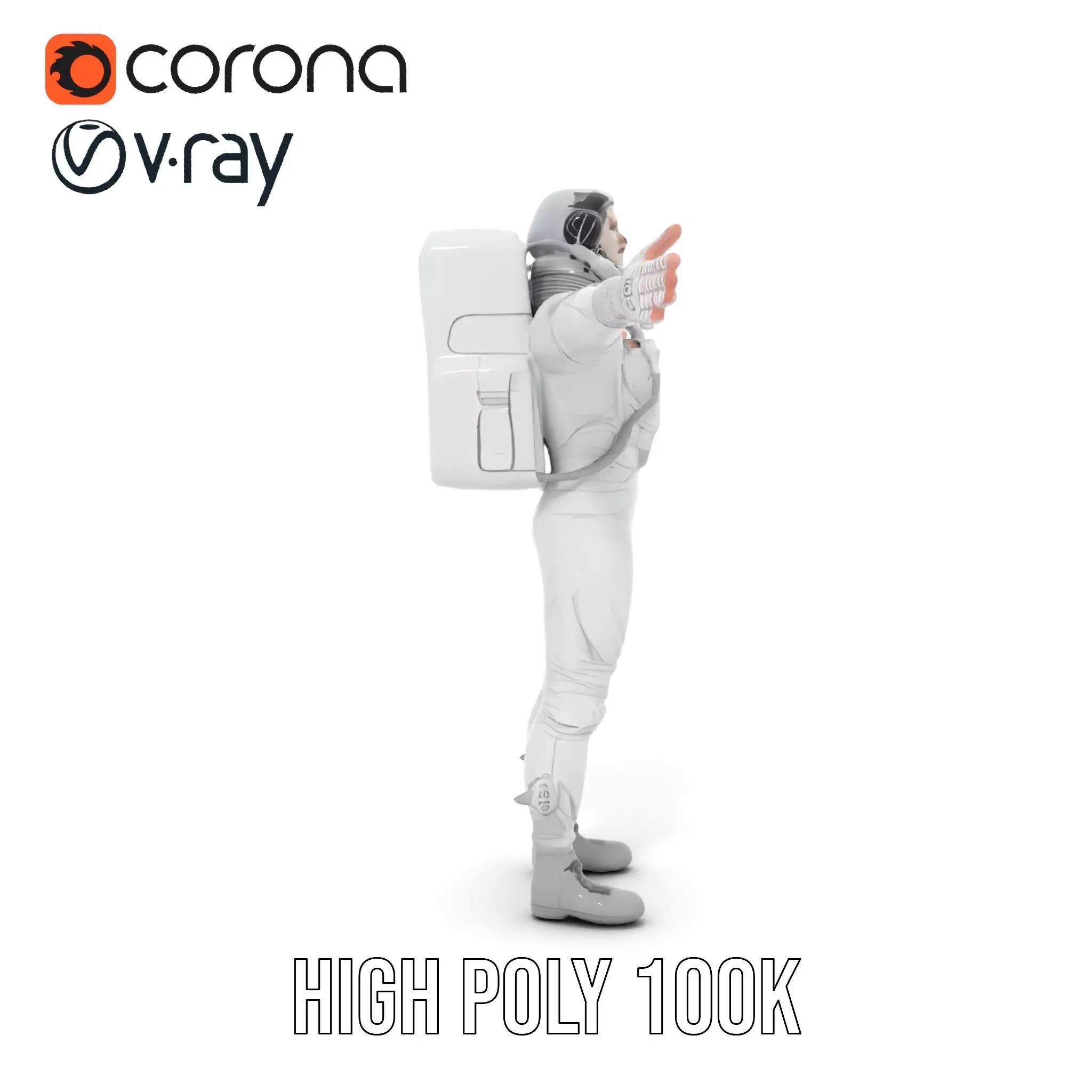 White Space Suit model pack Low-poly 3D model_31