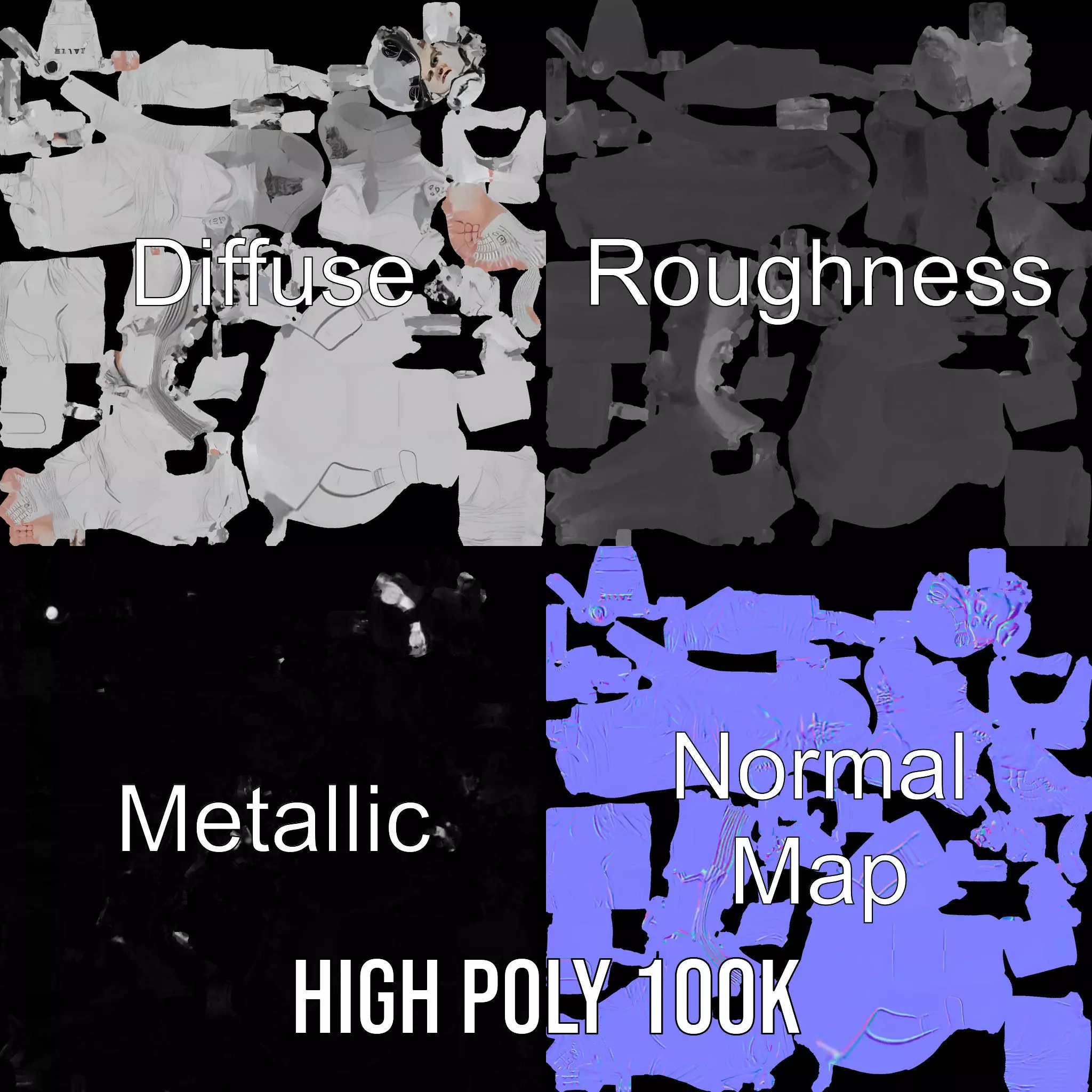 White Space Suit model pack Low-poly 3D model_3