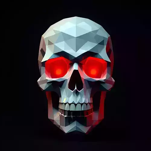 2559  Color 3D Model of a Halloween Skull  Low Poly Style
