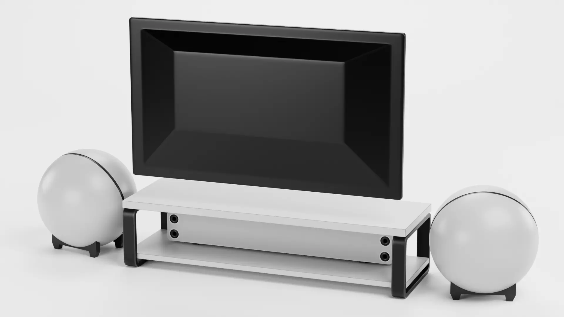 TV Unit with Flat Screen and Sound System V6 - Home Cinema Low-poly 3D model_4