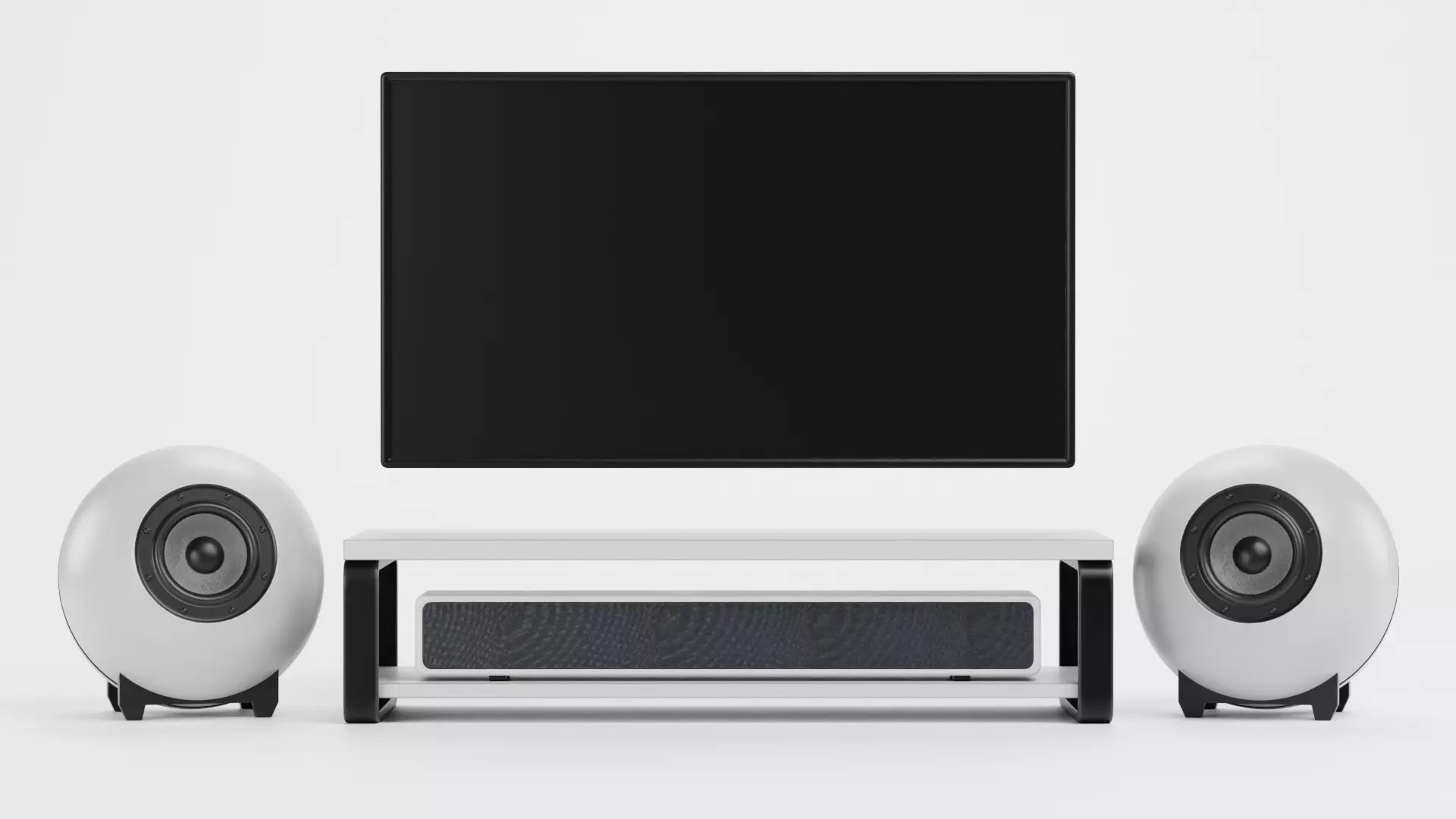 TV Unit with Flat Screen and Sound System V6 - Home Cinema Low-poly 3D model_1