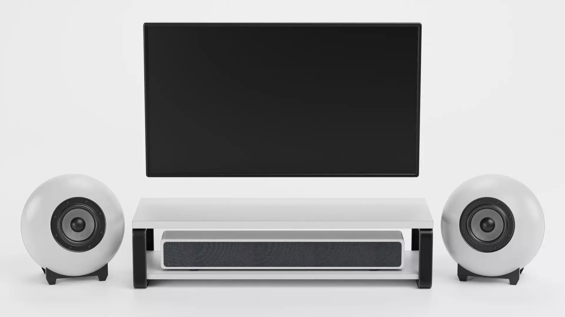 TV Unit with Flat Screen and Sound System V6 - Home Cinema Low-poly 3D model_0