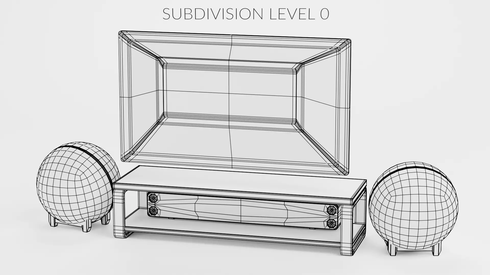 TV Unit with Flat Screen and Sound System V6 - Home Cinema Low-poly 3D model_9