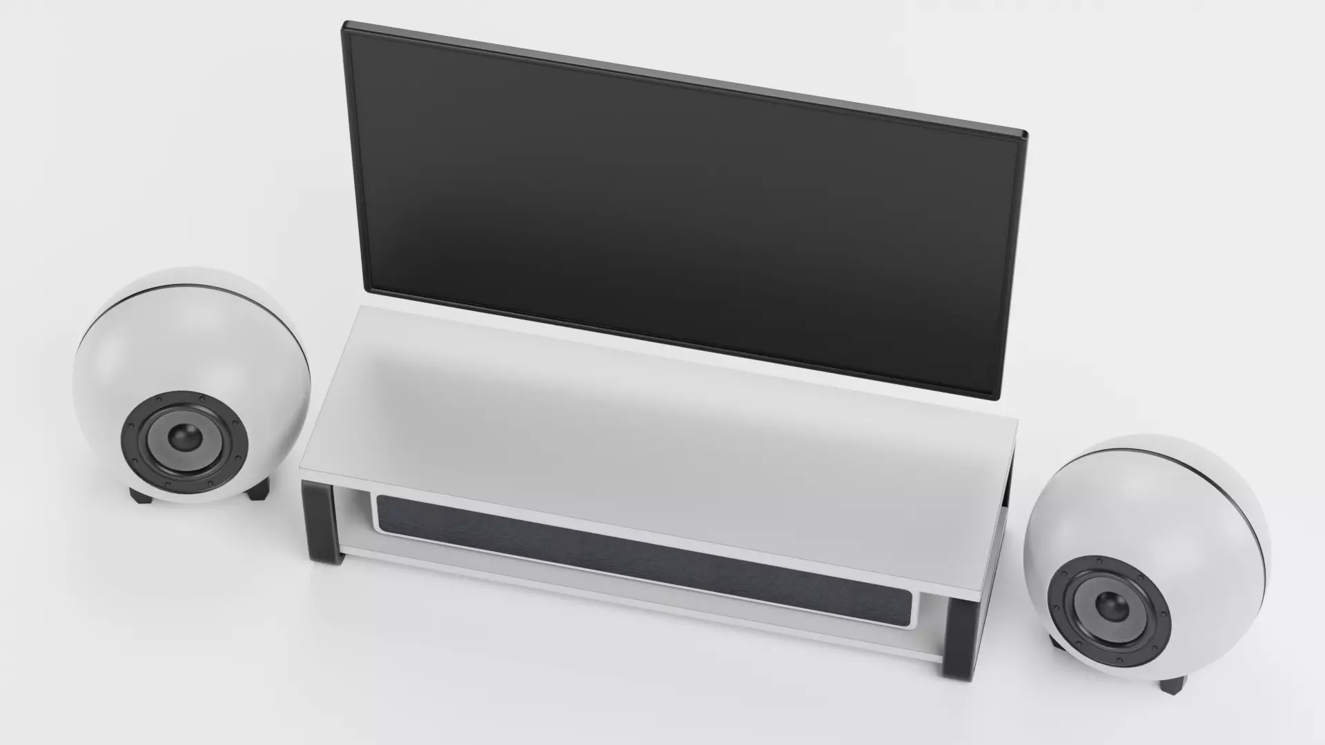 TV Unit with Flat Screen and Sound System V6 - Home Cinema Low-poly 3D model_5