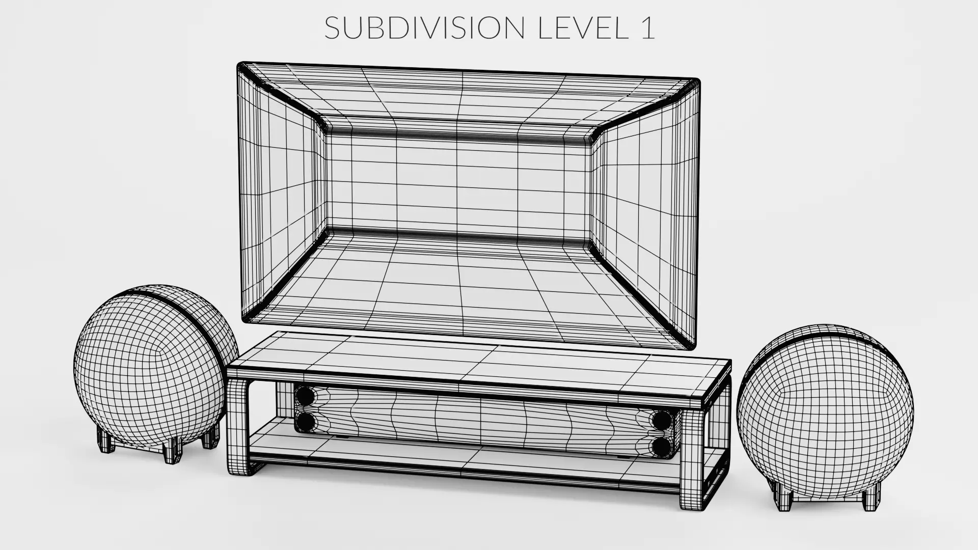 TV Unit with Flat Screen and Sound System V6 - Home Cinema Low-poly 3D model_10