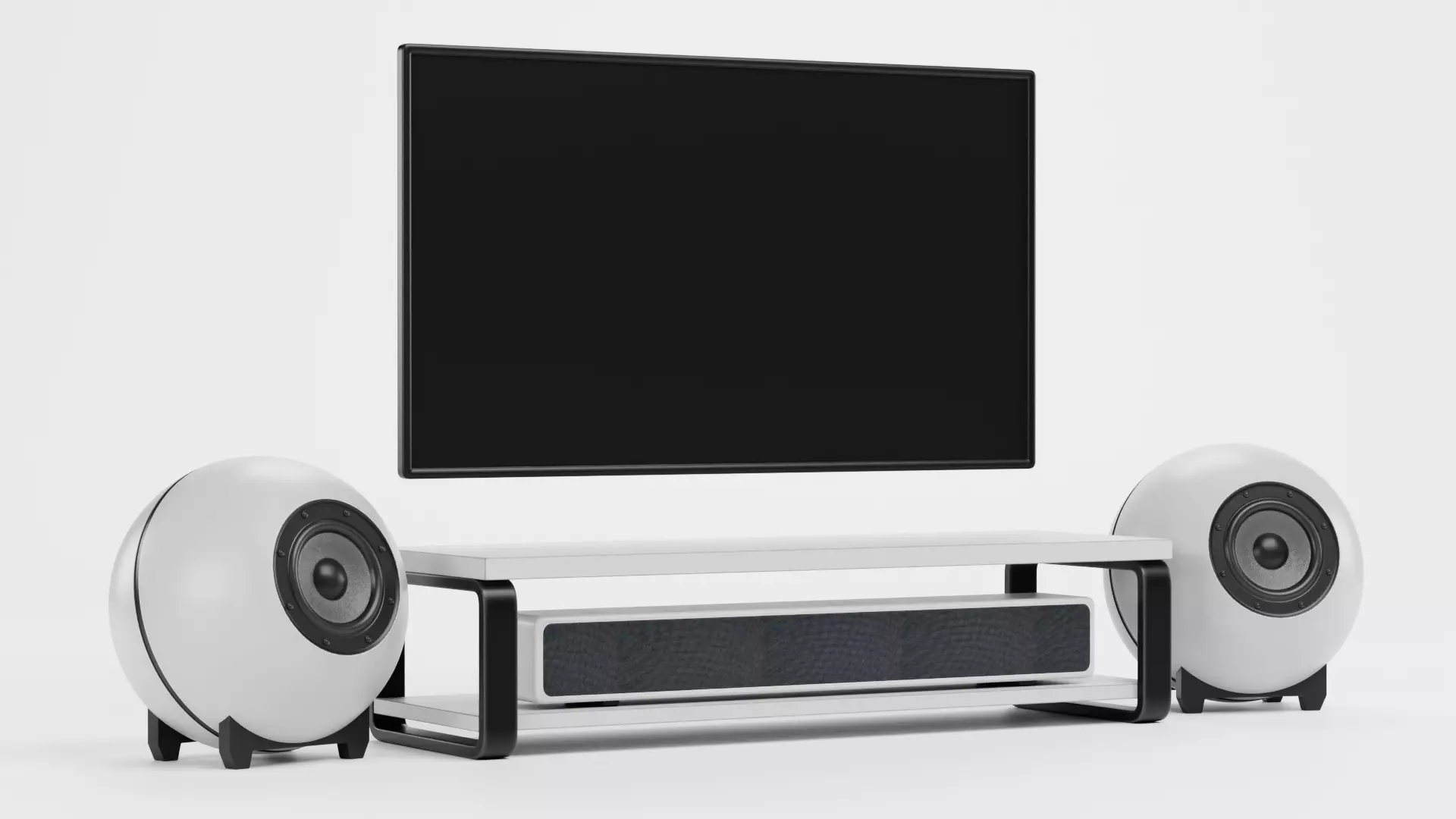 TV Unit with Flat Screen and Sound System V6 - Home Cinema Low-poly 3D model_2