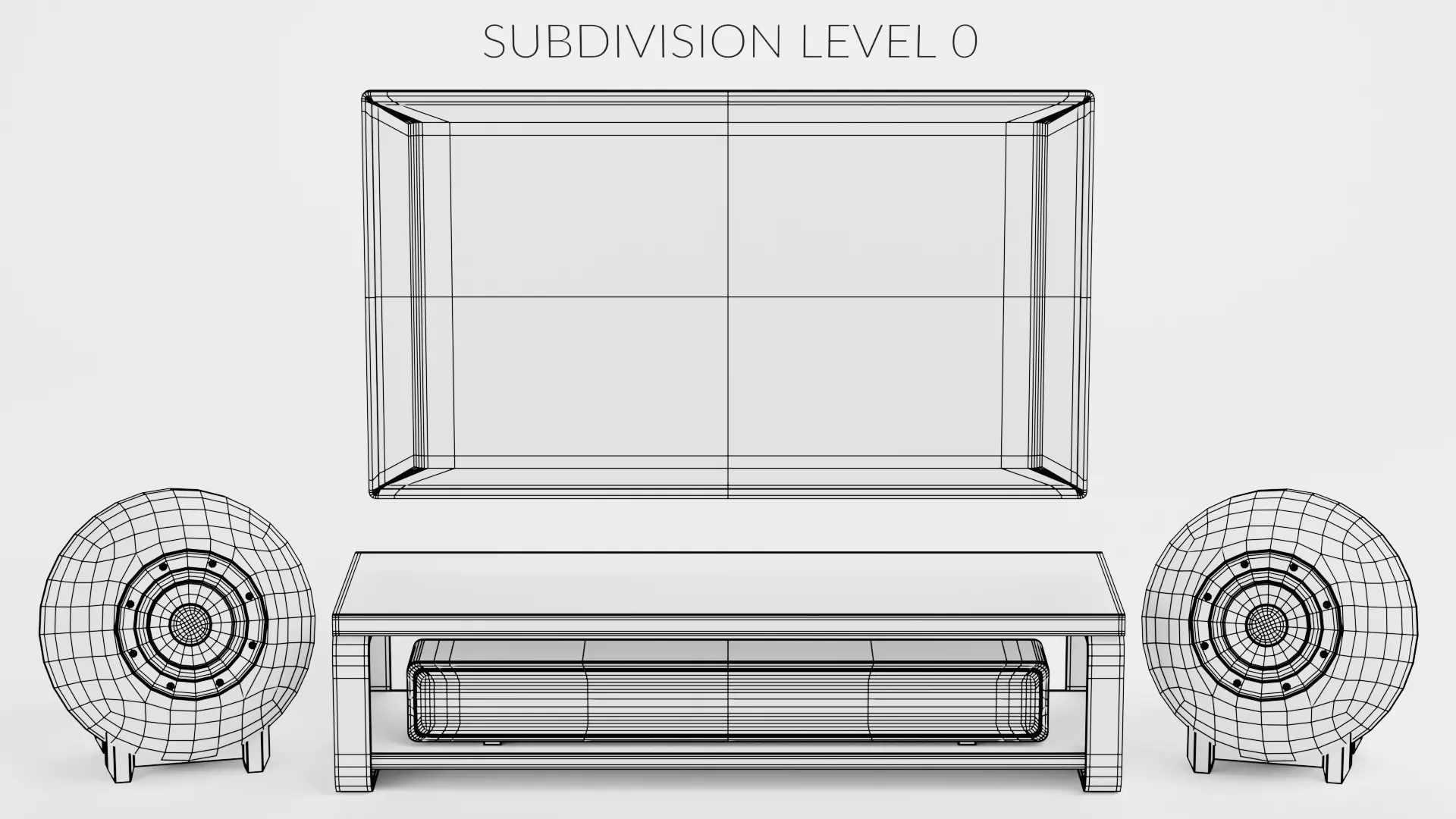 TV Unit with Flat Screen and Sound System V6 - Home Cinema Low-poly 3D model_7