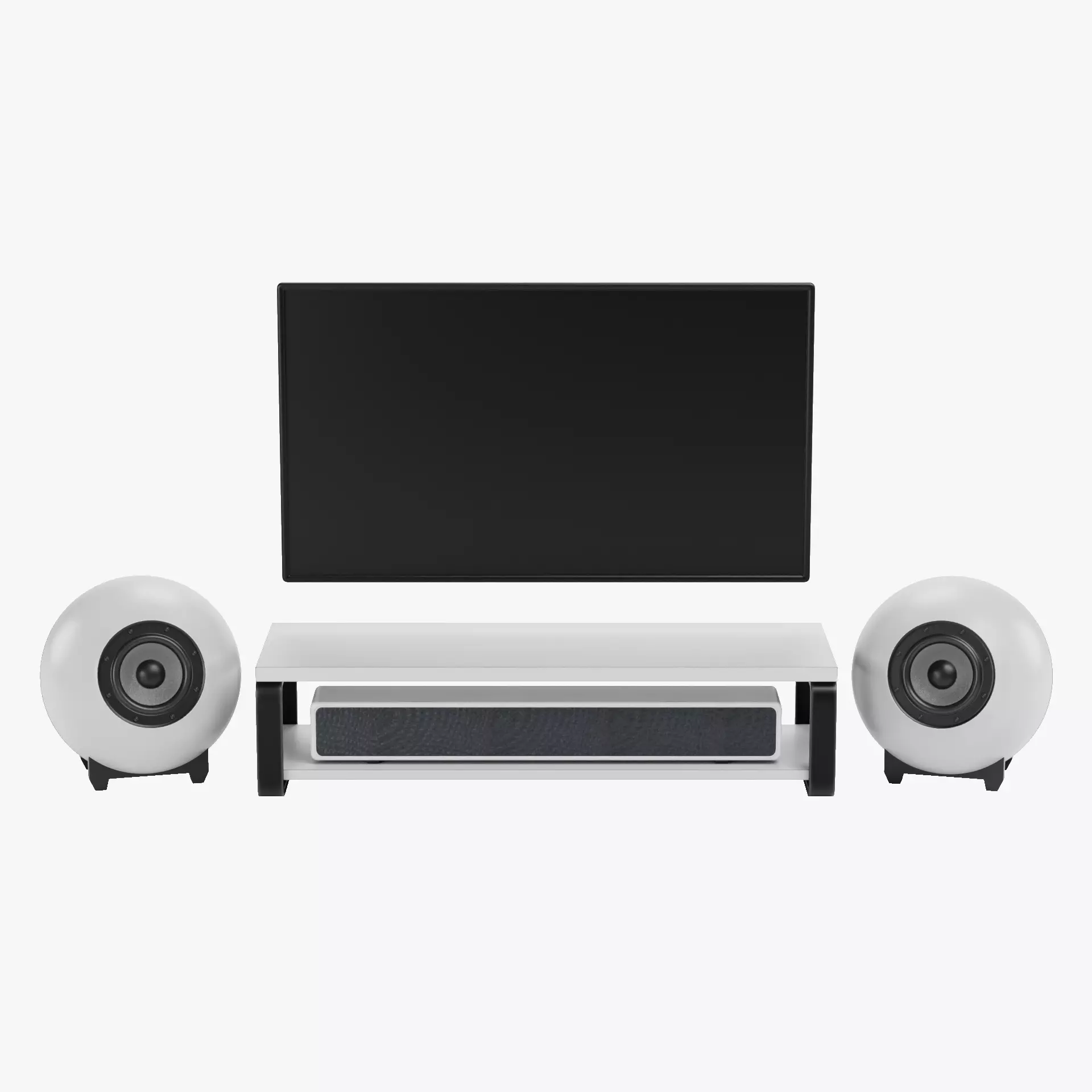 TV Unit with Flat Screen and Sound System V6 - Home Cinema Low-poly 3D model_11