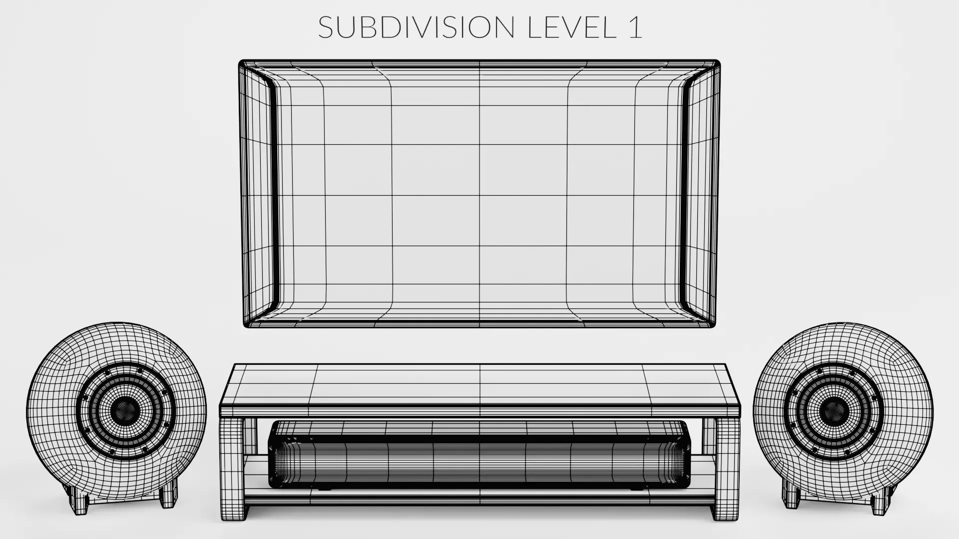 TV Unit with Flat Screen and Sound System V6 - Home Cinema Low-poly 3D model_8