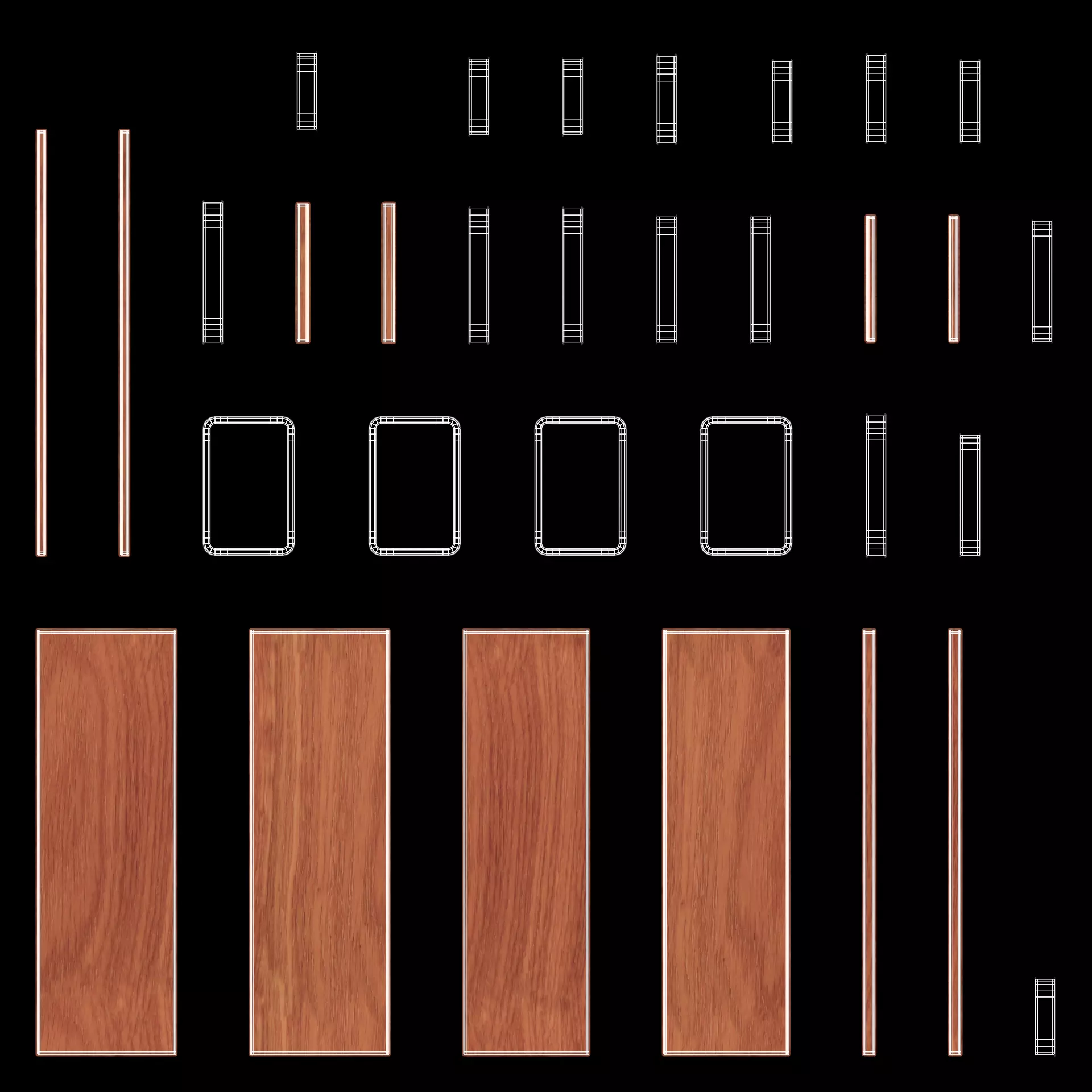 TV Table V1 - Universal Wooden Console Low-poly 3D model_5