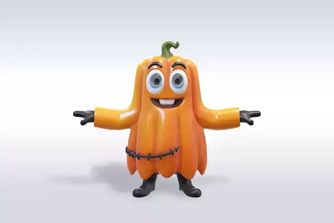 Cheerful Pumpkin Boy Halloween Character