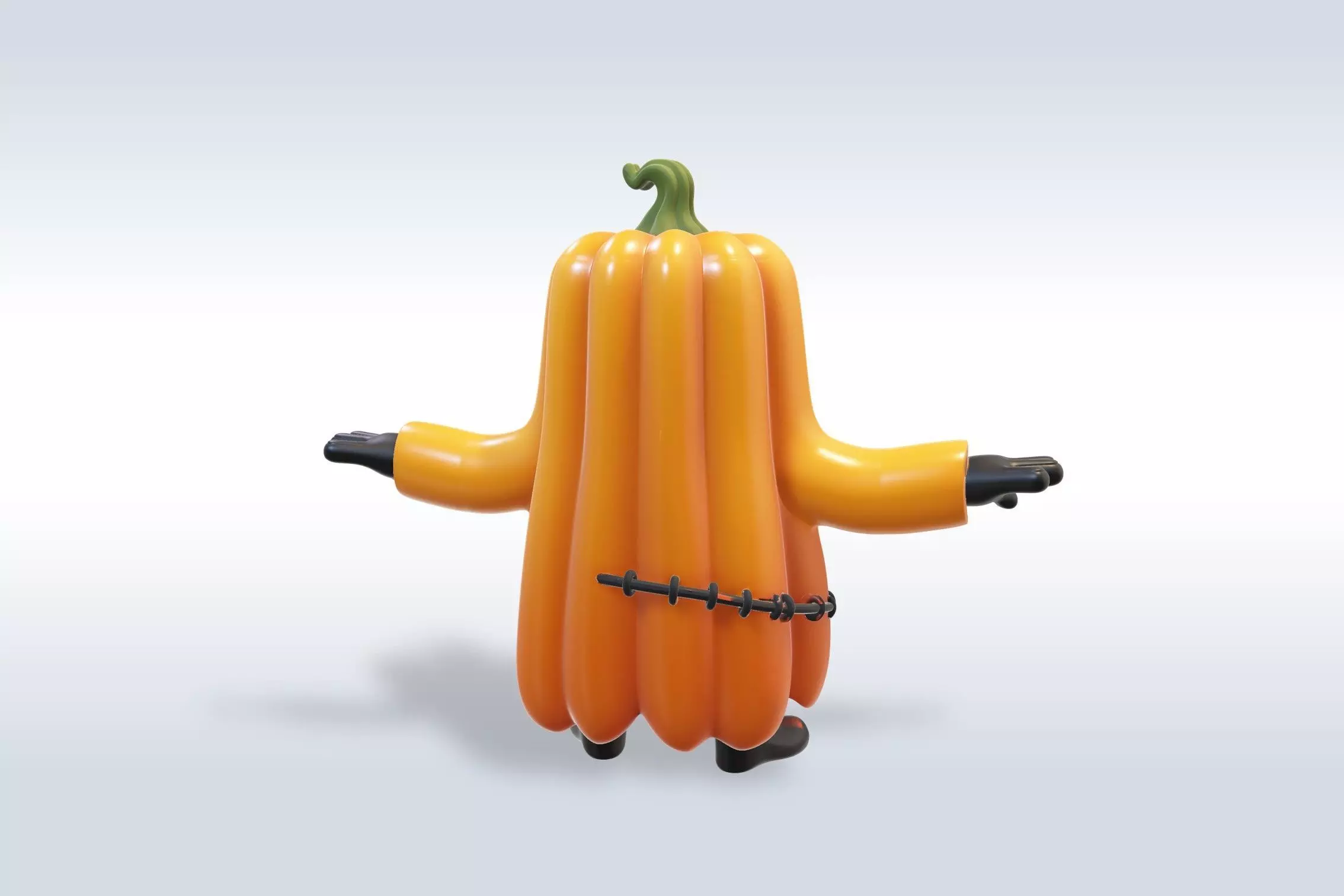 Cheerful Pumpkin Boy Halloween Character 3D model_4