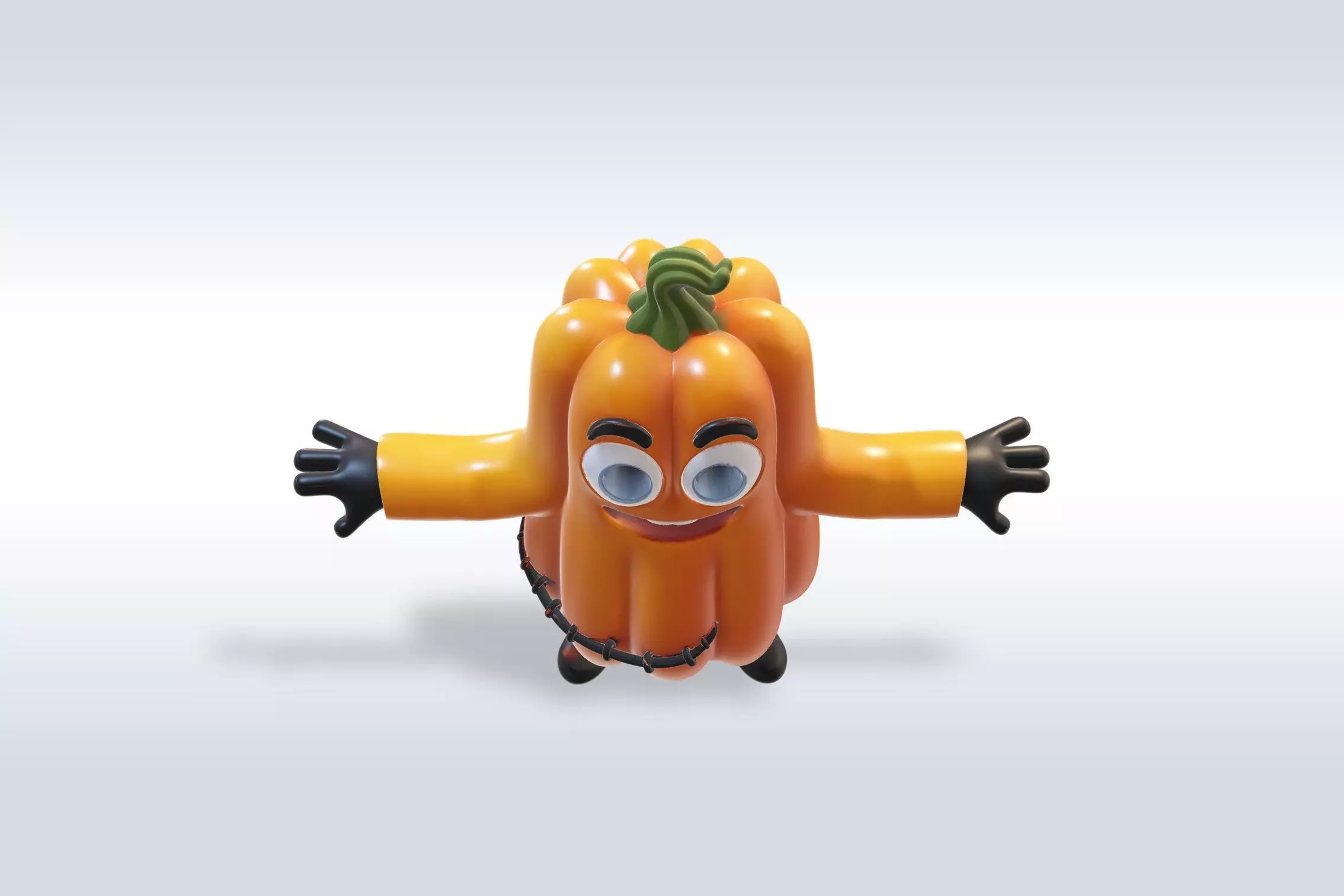 Cheerful Pumpkin Boy Halloween Character 3D model_3