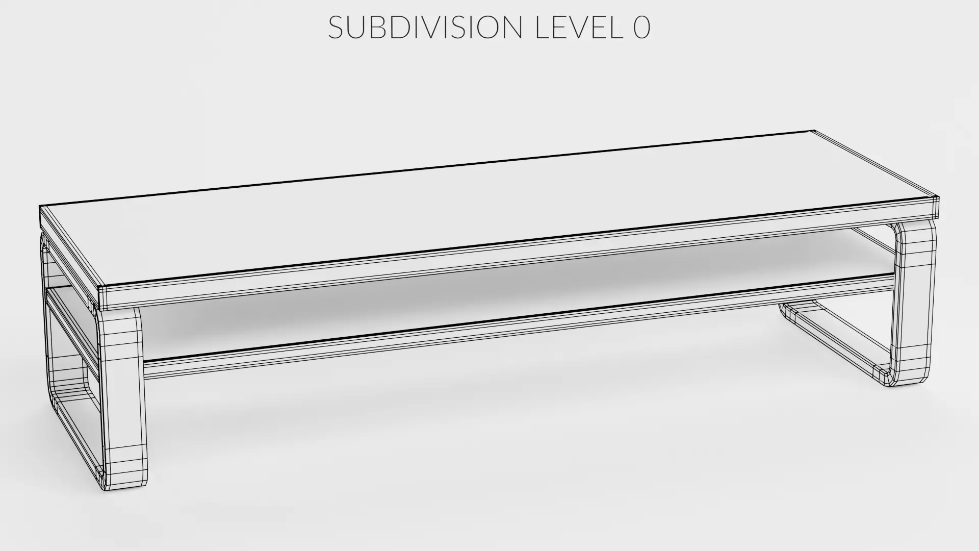 TV Table V2 - Universal Black Console Low-poly 3D model_7