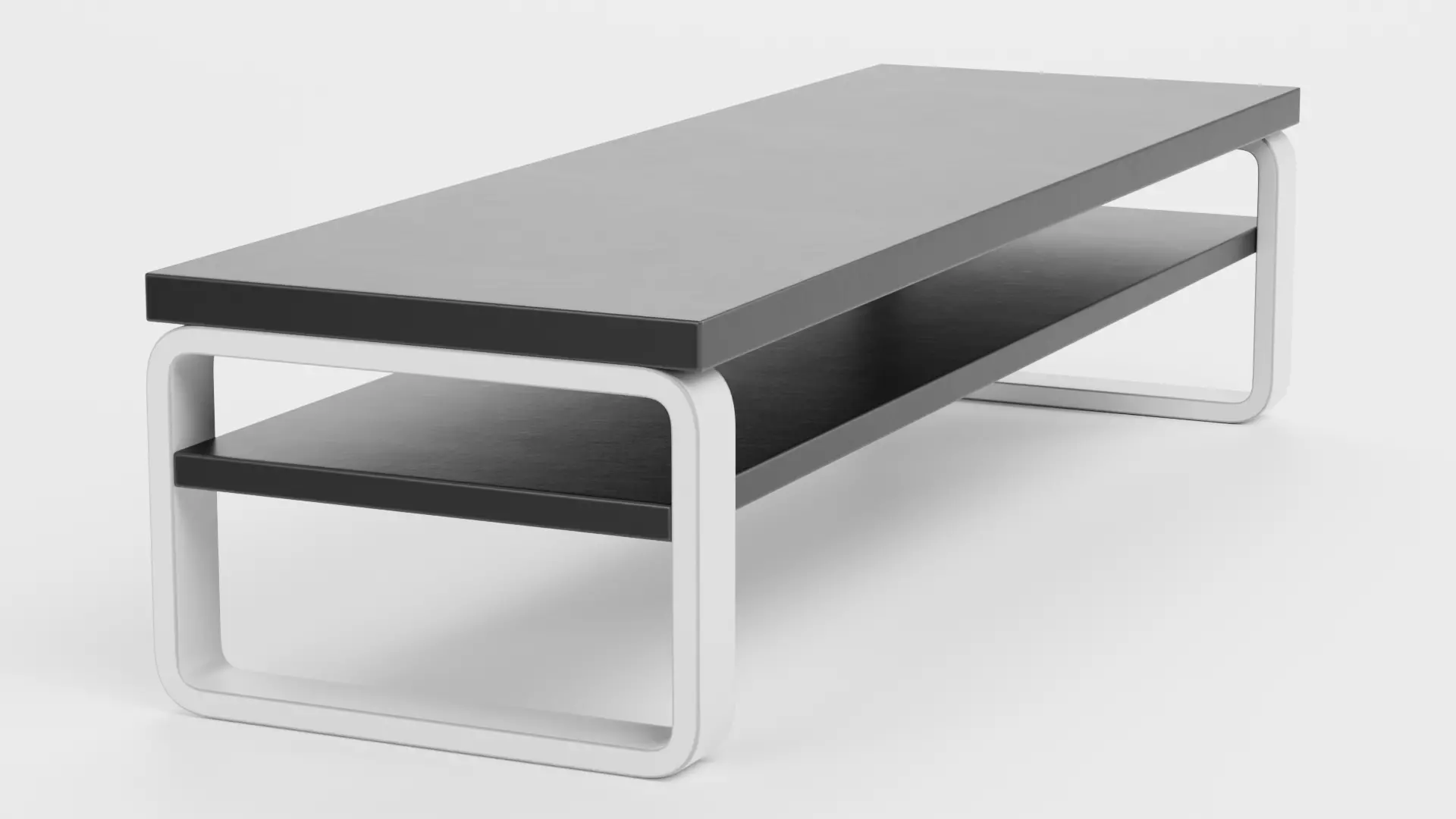TV Table V2 - Universal Black Console Low-poly 3D model_4