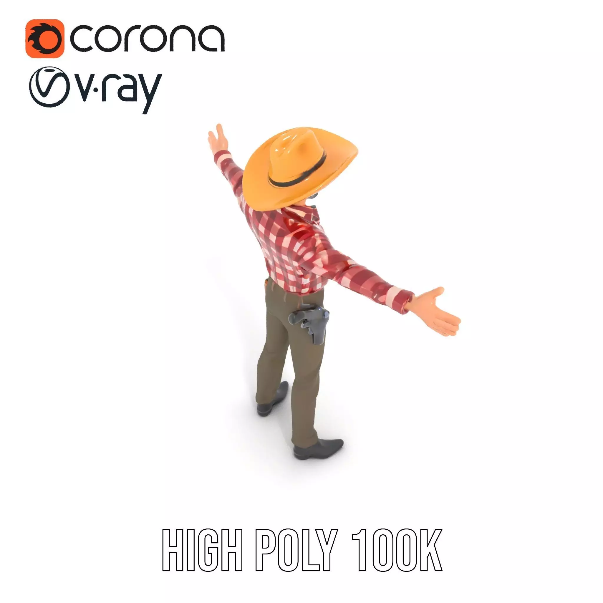 Cowboy Outfit Character model pack Low-poly 3D model_15