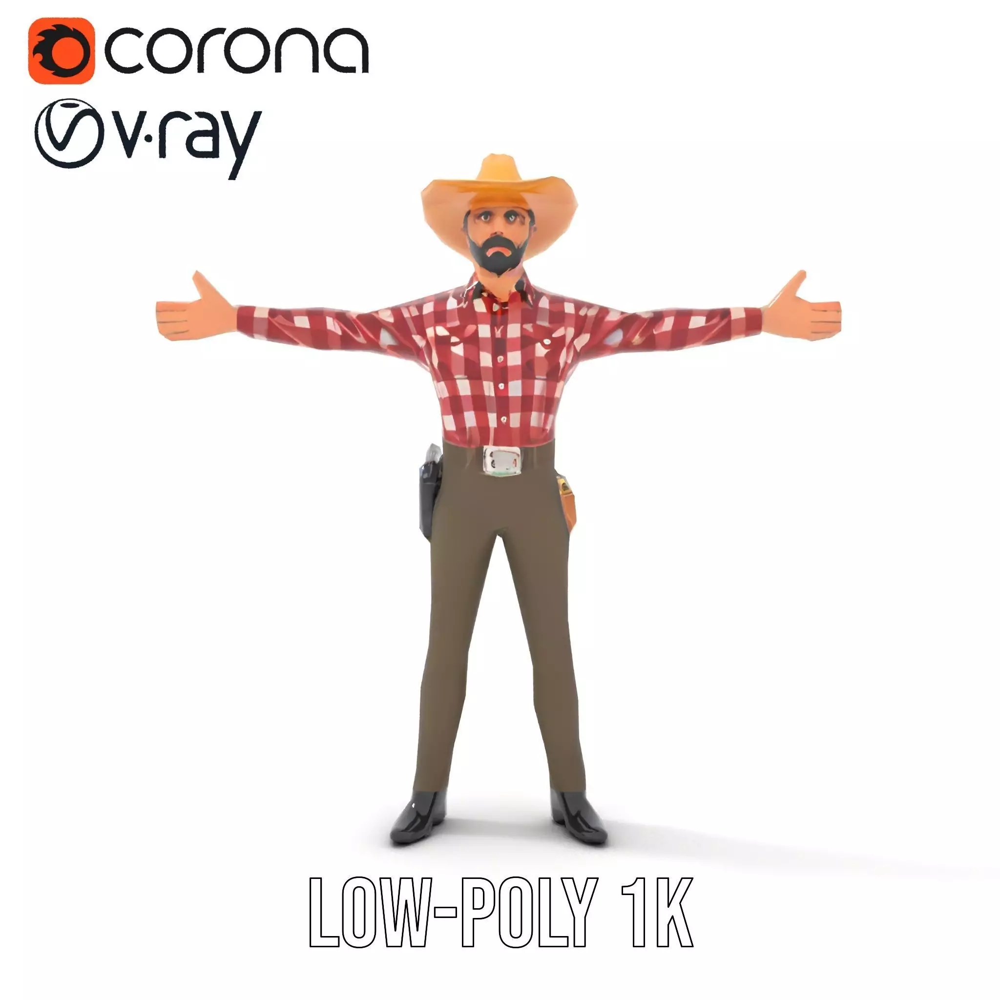 Cowboy Outfit Character model pack Low-poly 3D model_8