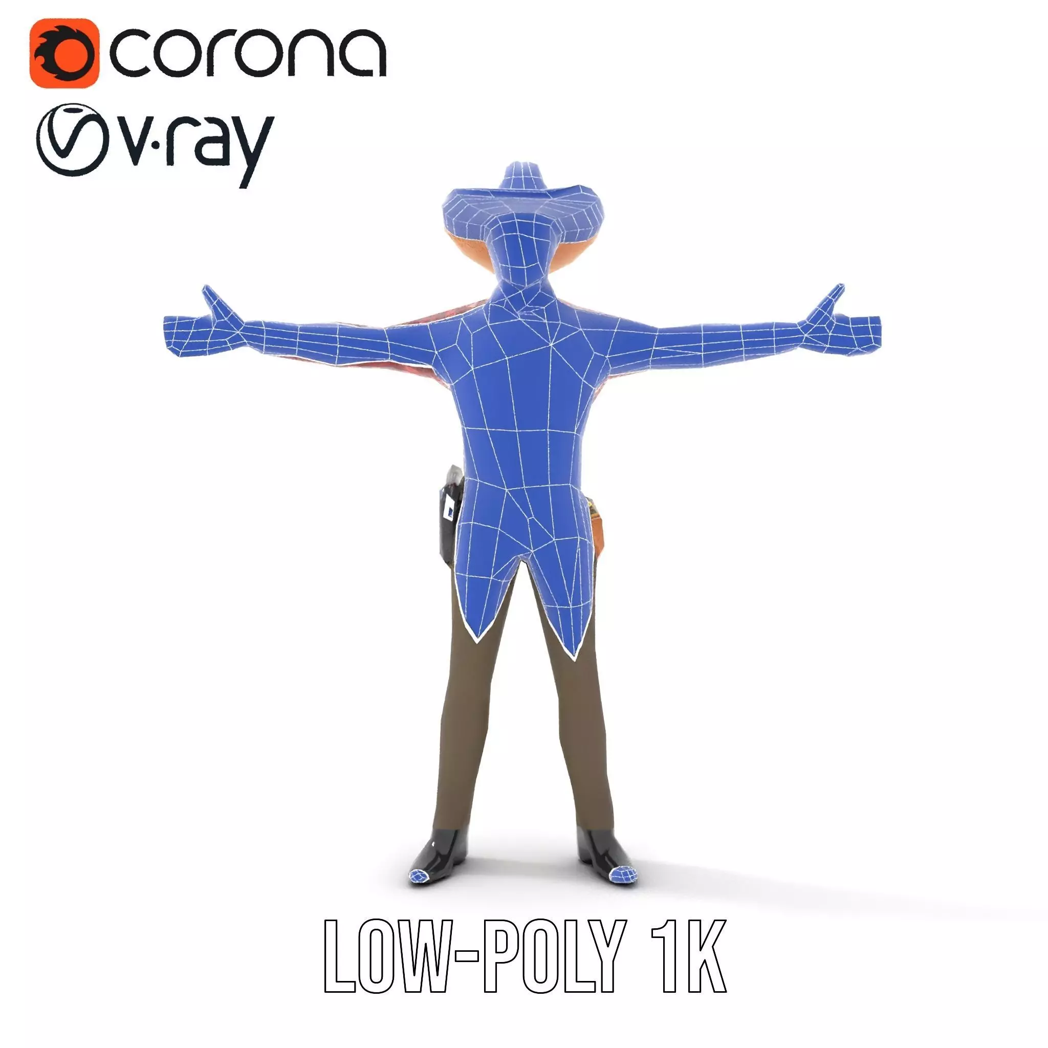 Cowboy Outfit Character model pack Low-poly 3D model_30