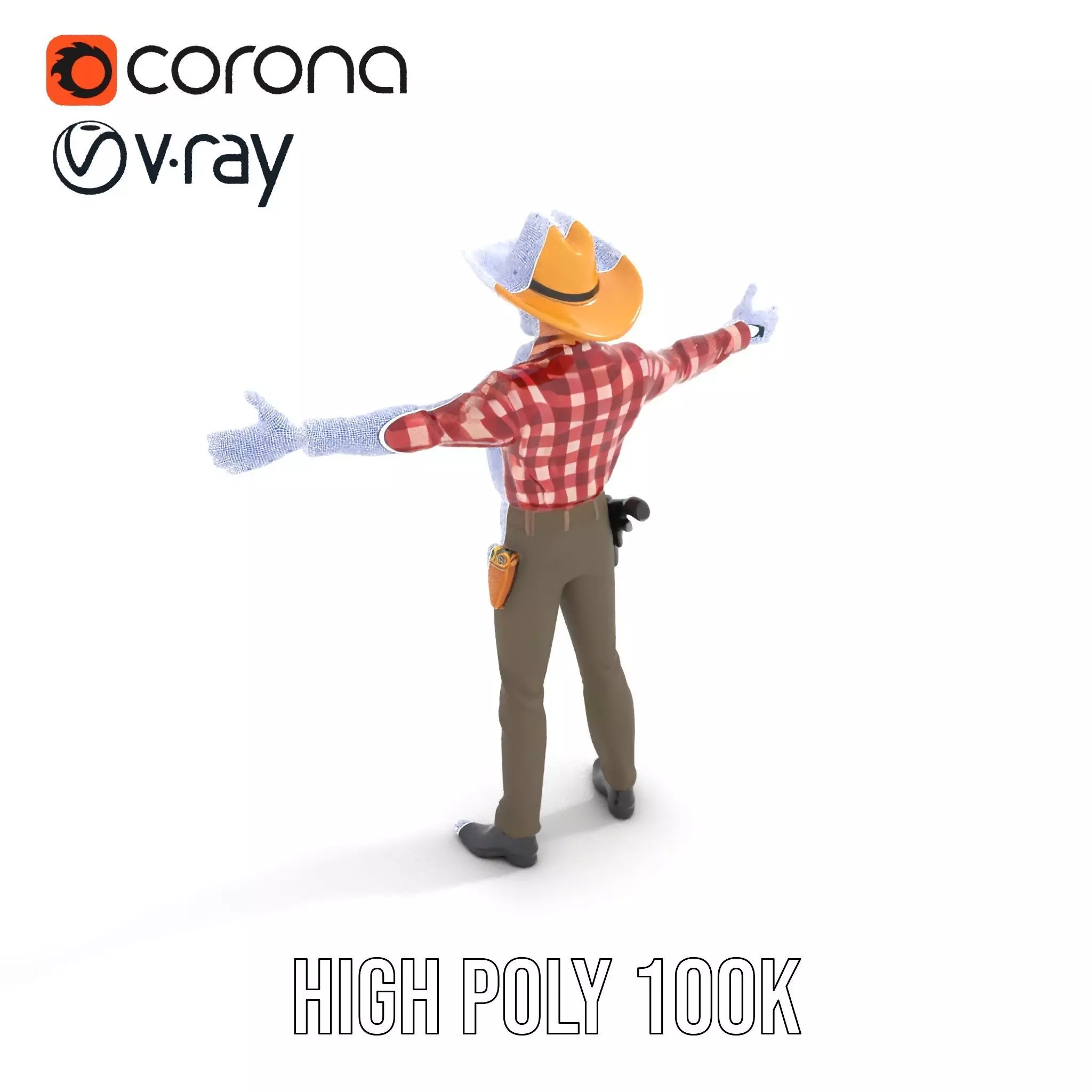 Cowboy Outfit Character model pack Low-poly 3D model_31