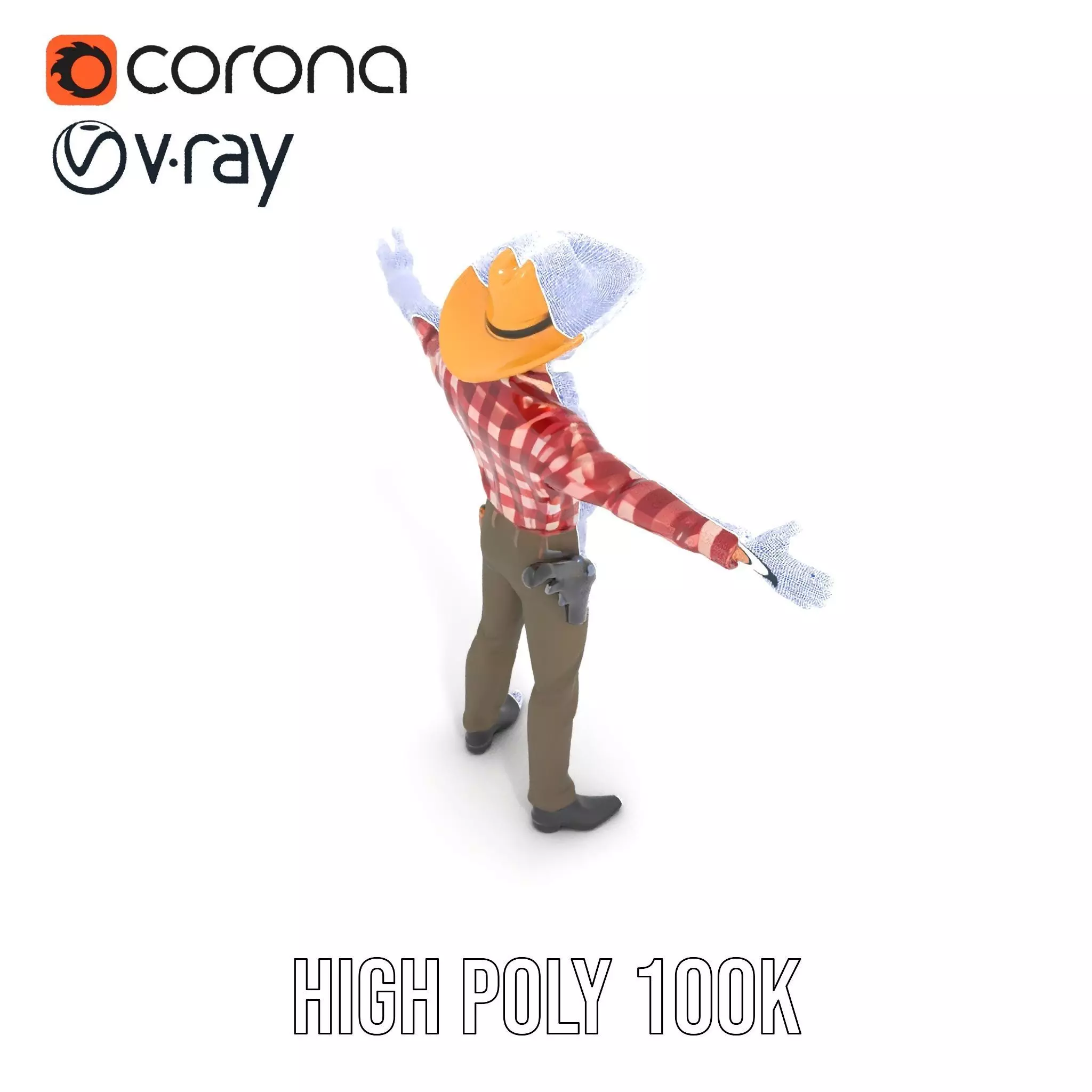Cowboy Outfit Character model pack Low-poly 3D model_23
