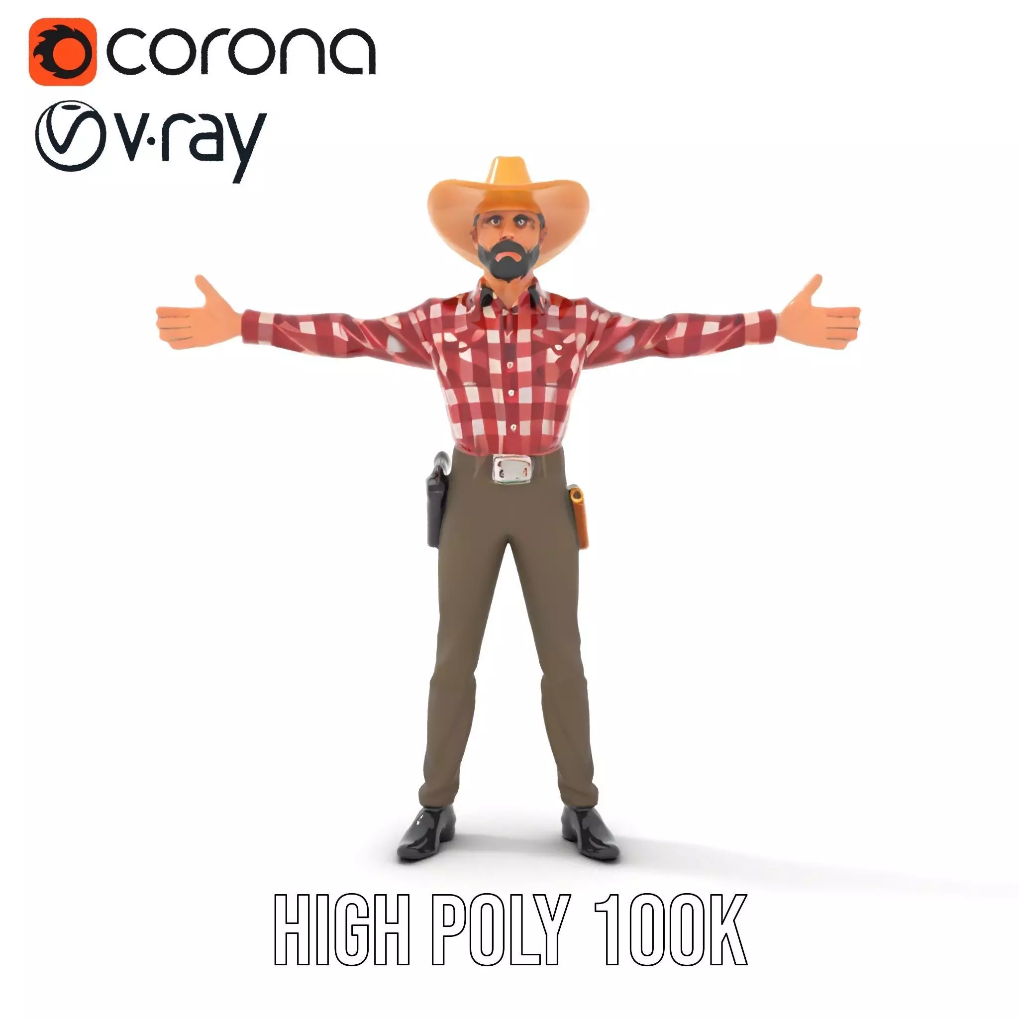 Cowboy Outfit Character model pack Low-poly 3D model_9