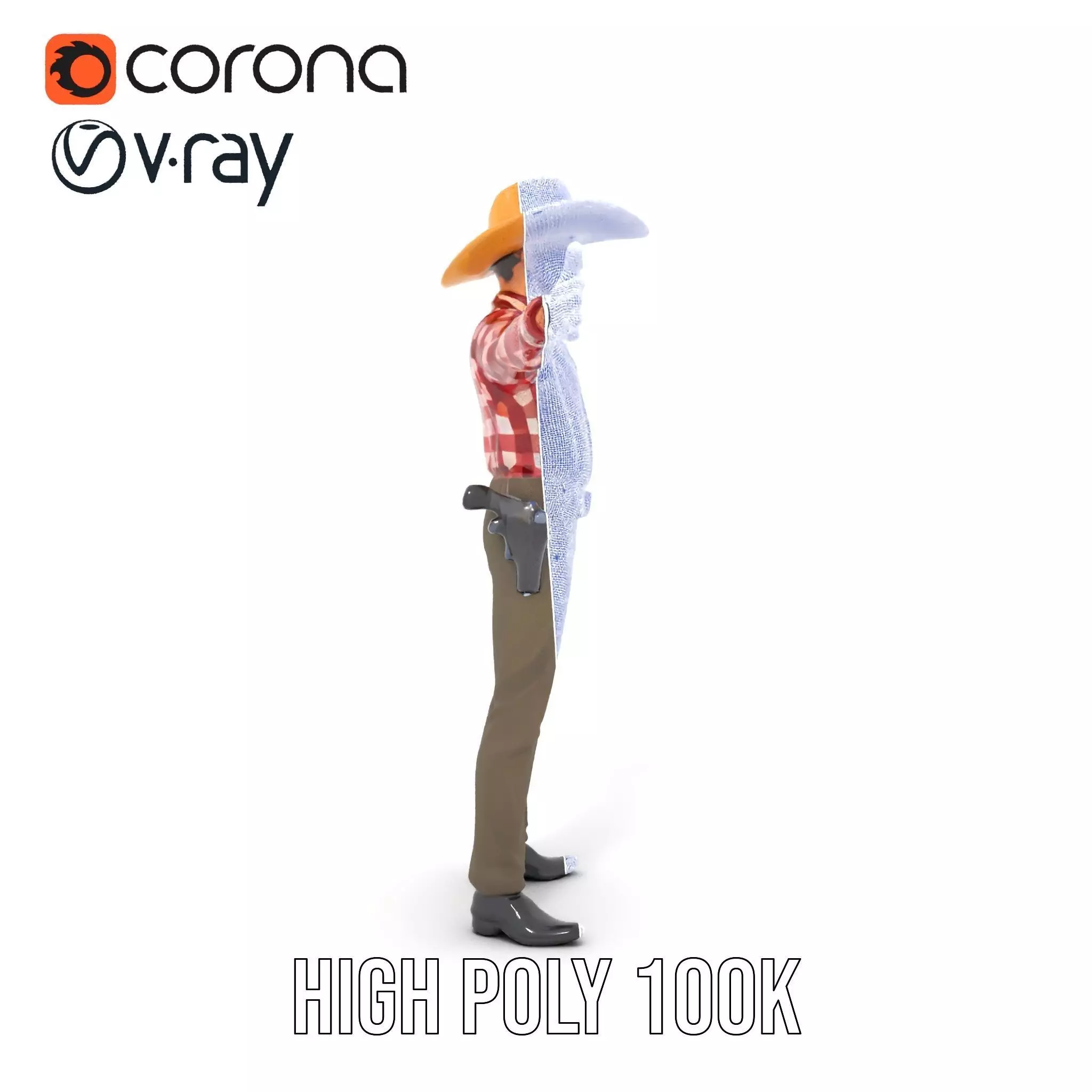 Cowboy Outfit Character model pack Low-poly 3D model_28