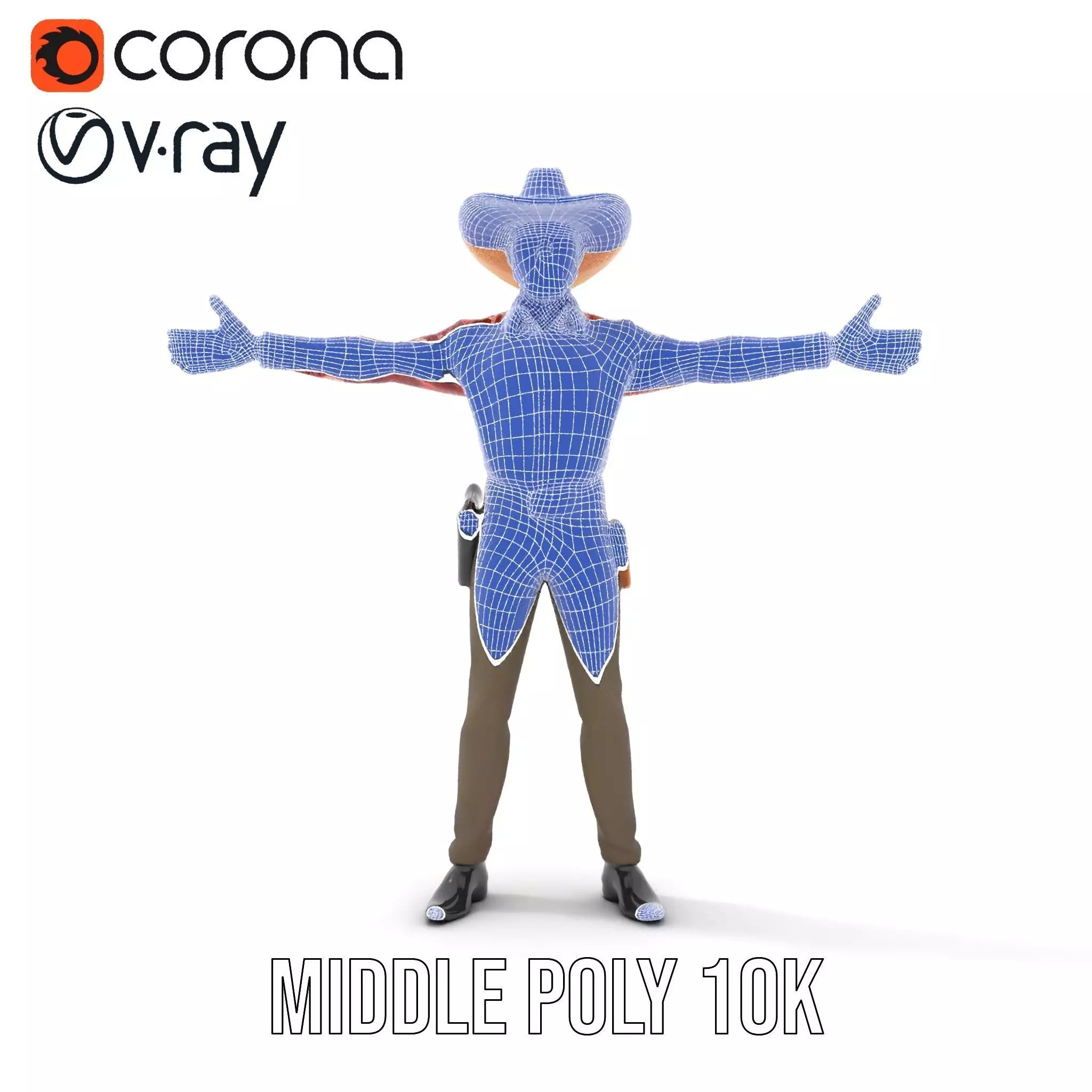 Cowboy Outfit Character model pack Low-poly 3D model_26