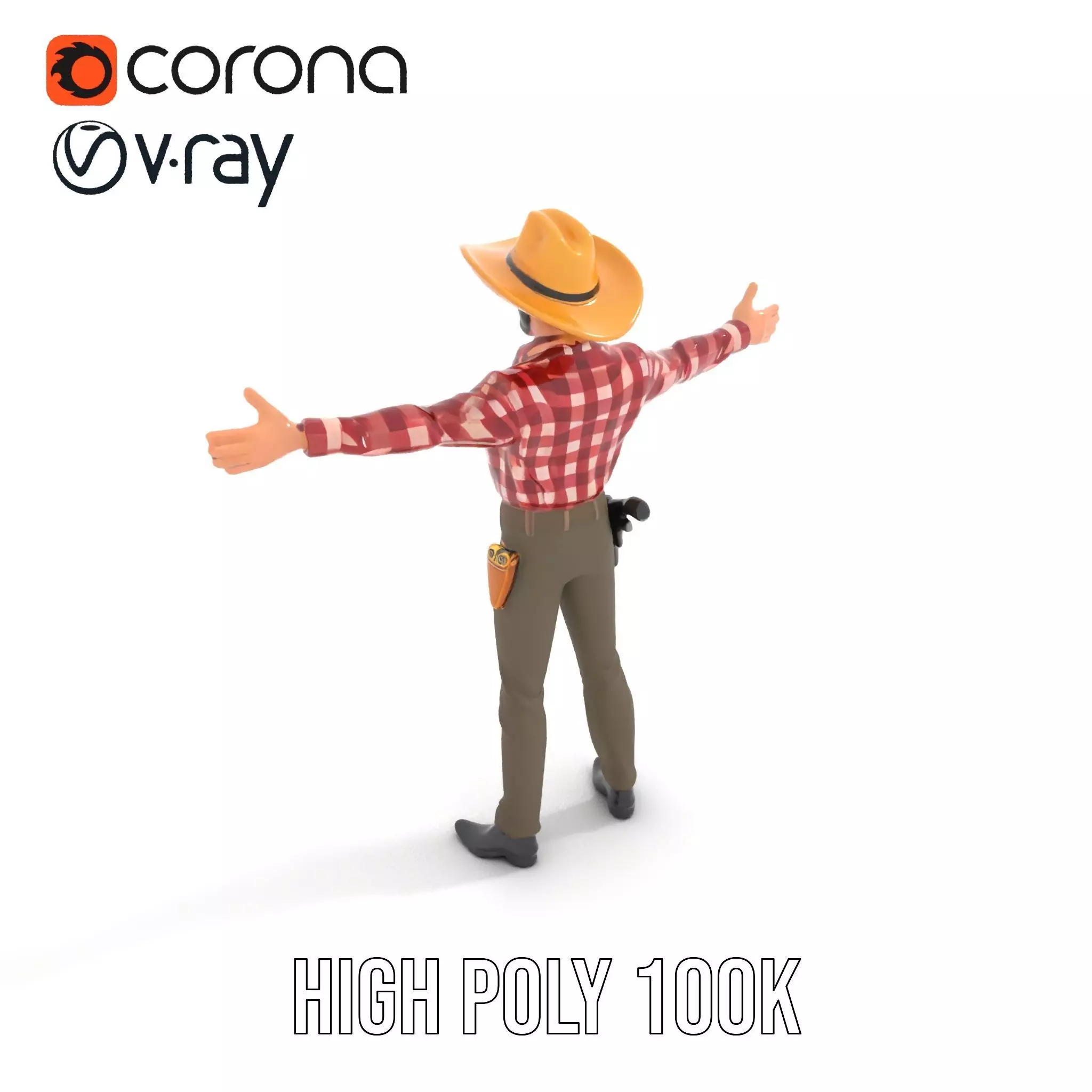 Cowboy Outfit Character model pack Low-poly 3D model_12