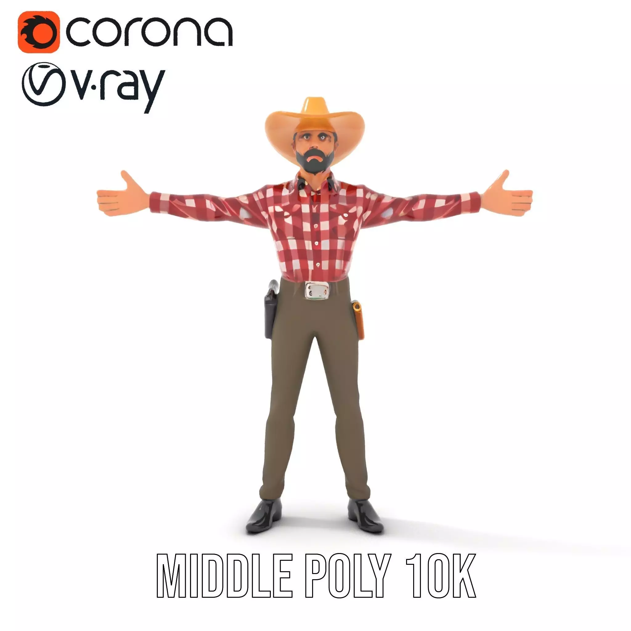 Cowboy Outfit Character model pack Low-poly 3D model_5