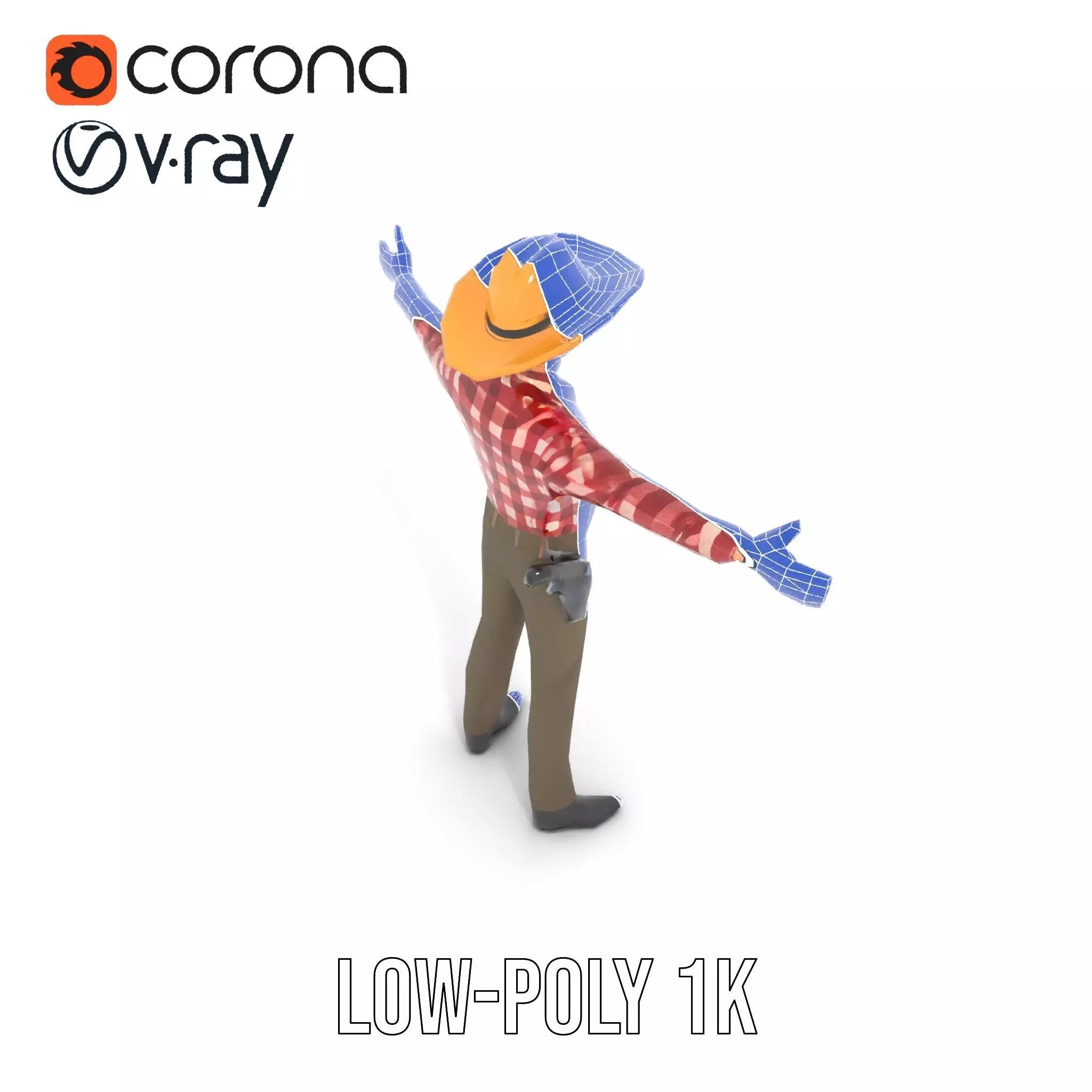 Cowboy Outfit Character model pack Low-poly 3D model_22