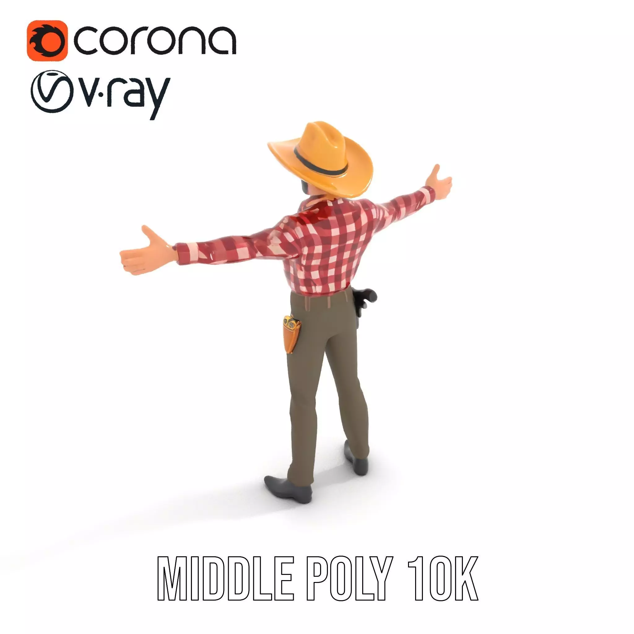 Cowboy Outfit Character model pack Low-poly 3D model_13