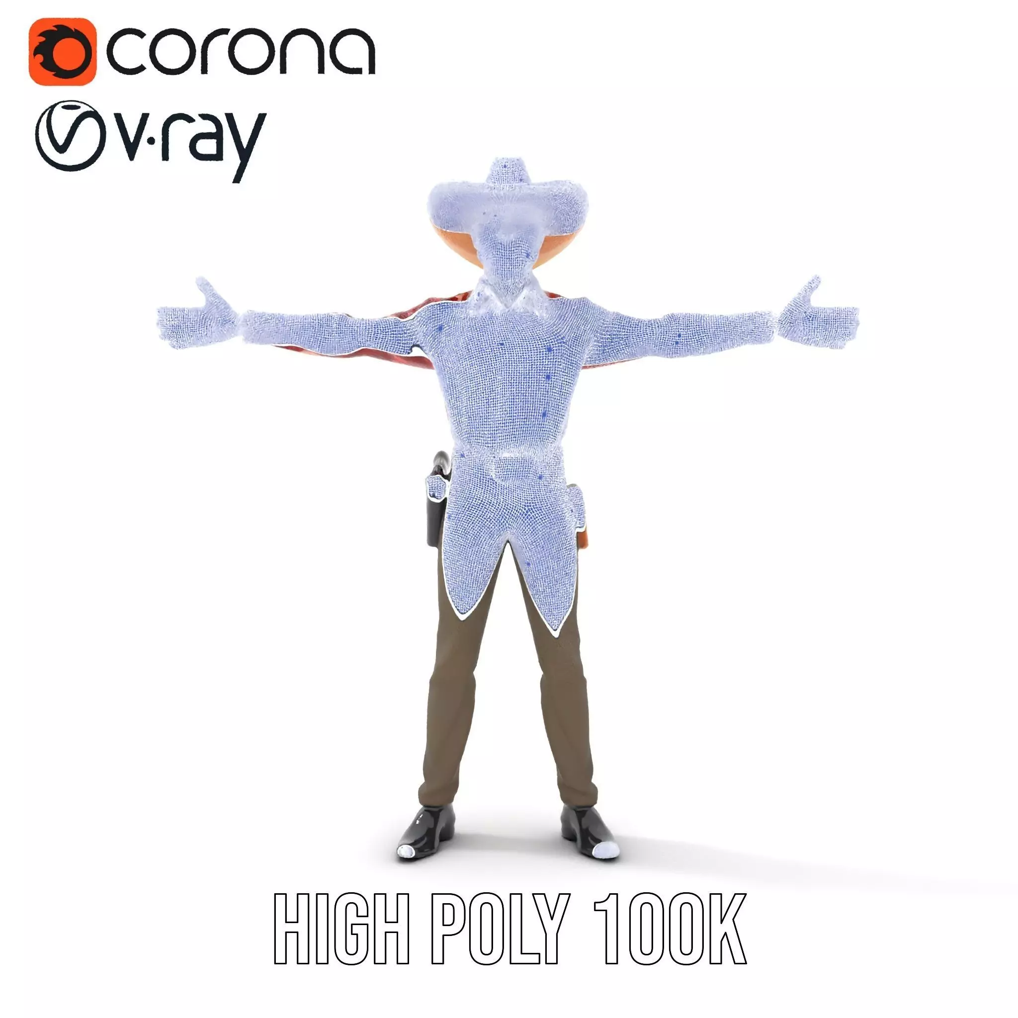 Cowboy Outfit Character model pack Low-poly 3D model_32