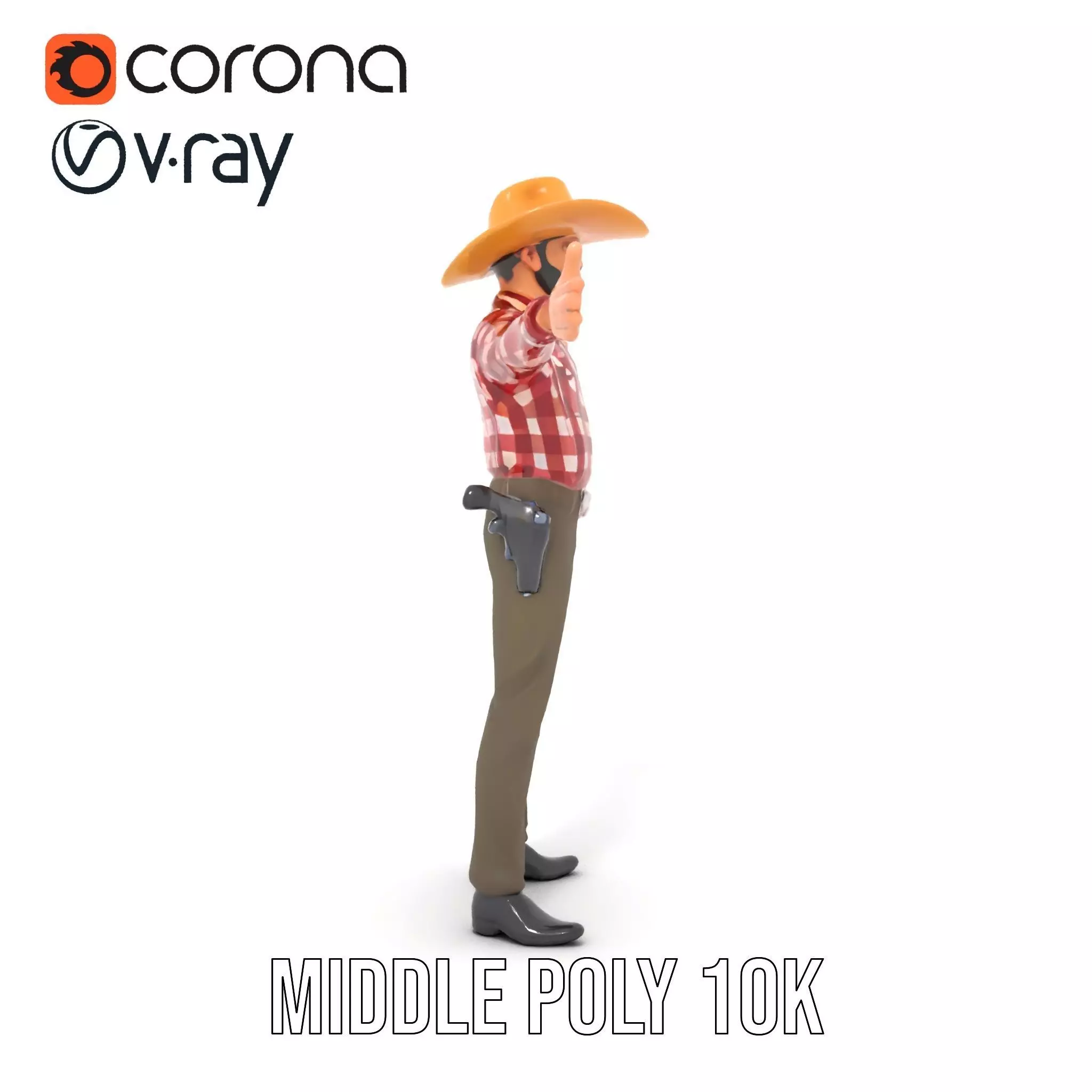 Cowboy Outfit Character model pack Low-poly 3D model_16