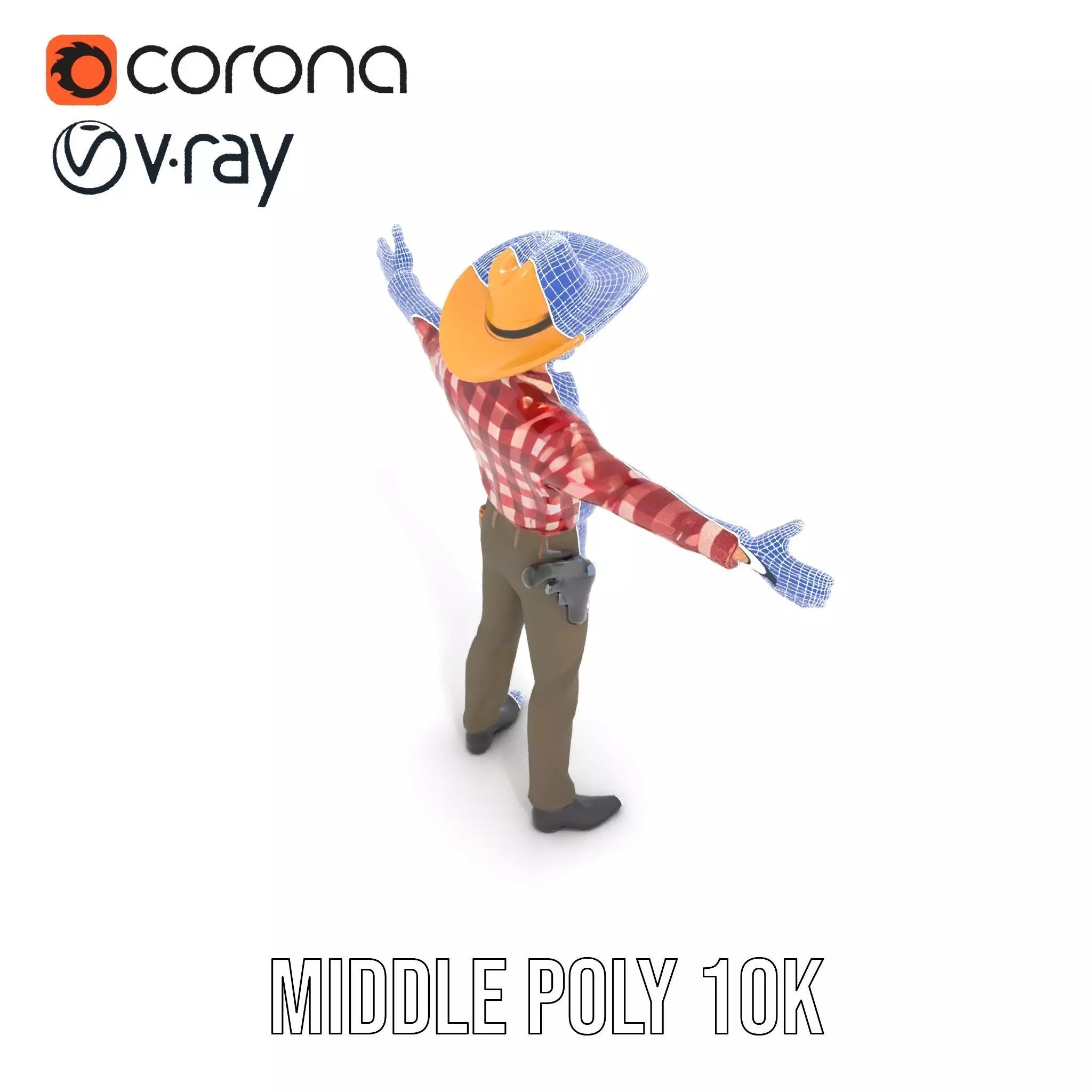 Cowboy Outfit Character model pack Low-poly 3D model_29