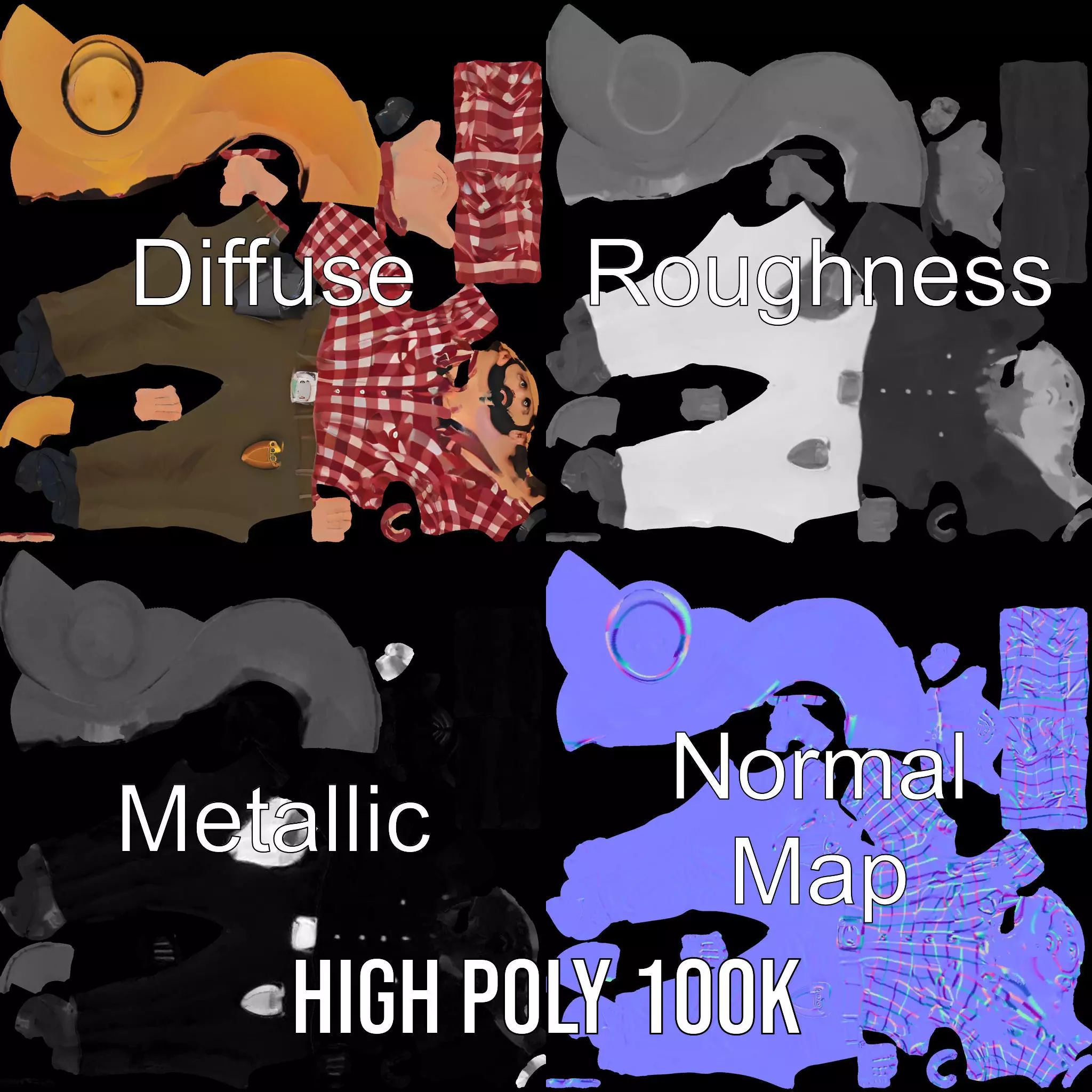 Cowboy Outfit Character model pack Low-poly 3D model_3