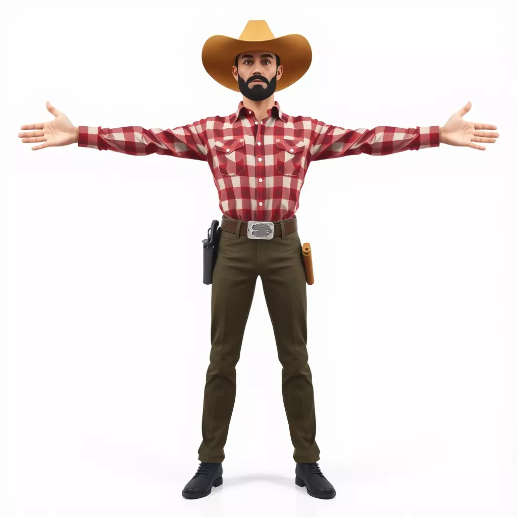 Cowboy Outfit Character model pack Low-poly 3D model_2