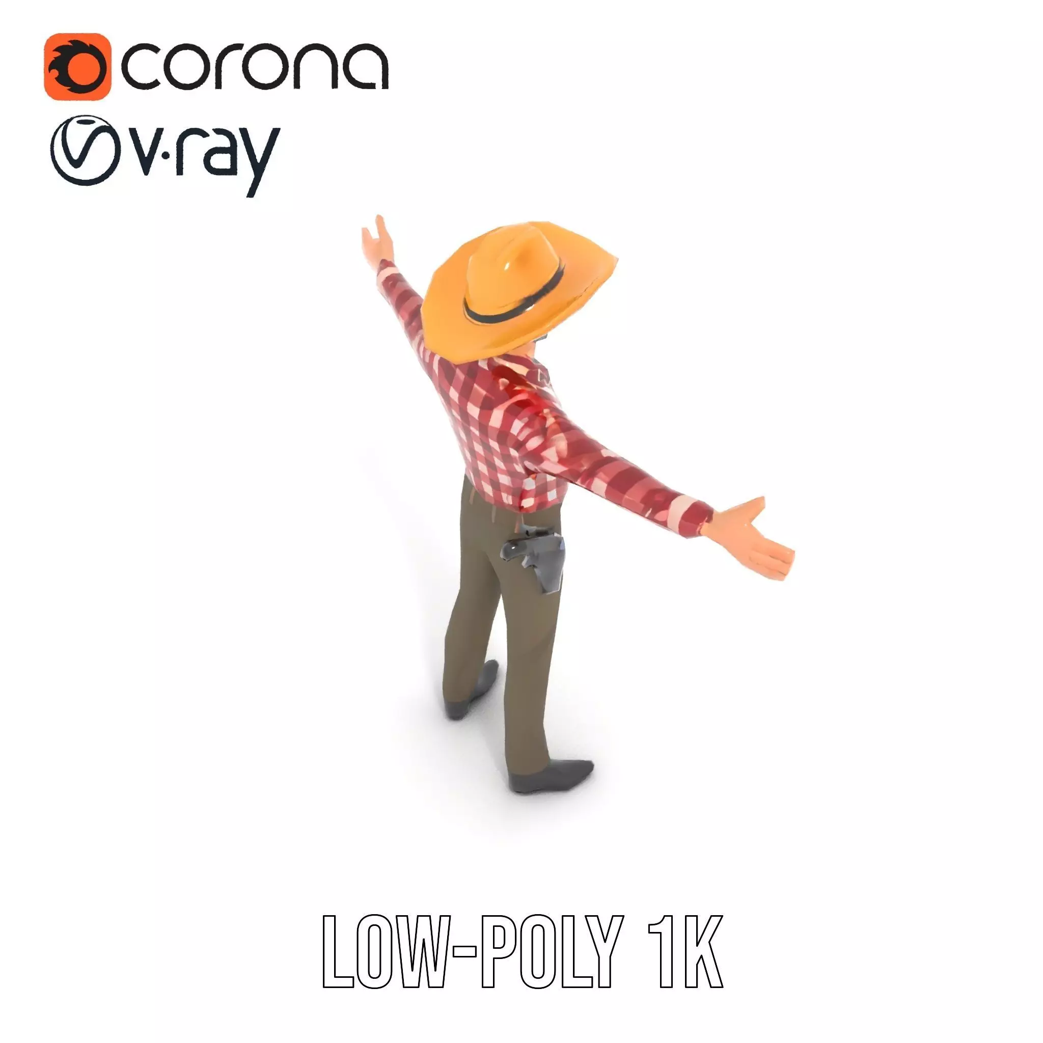 Cowboy Outfit Character model pack Low-poly 3D model_17