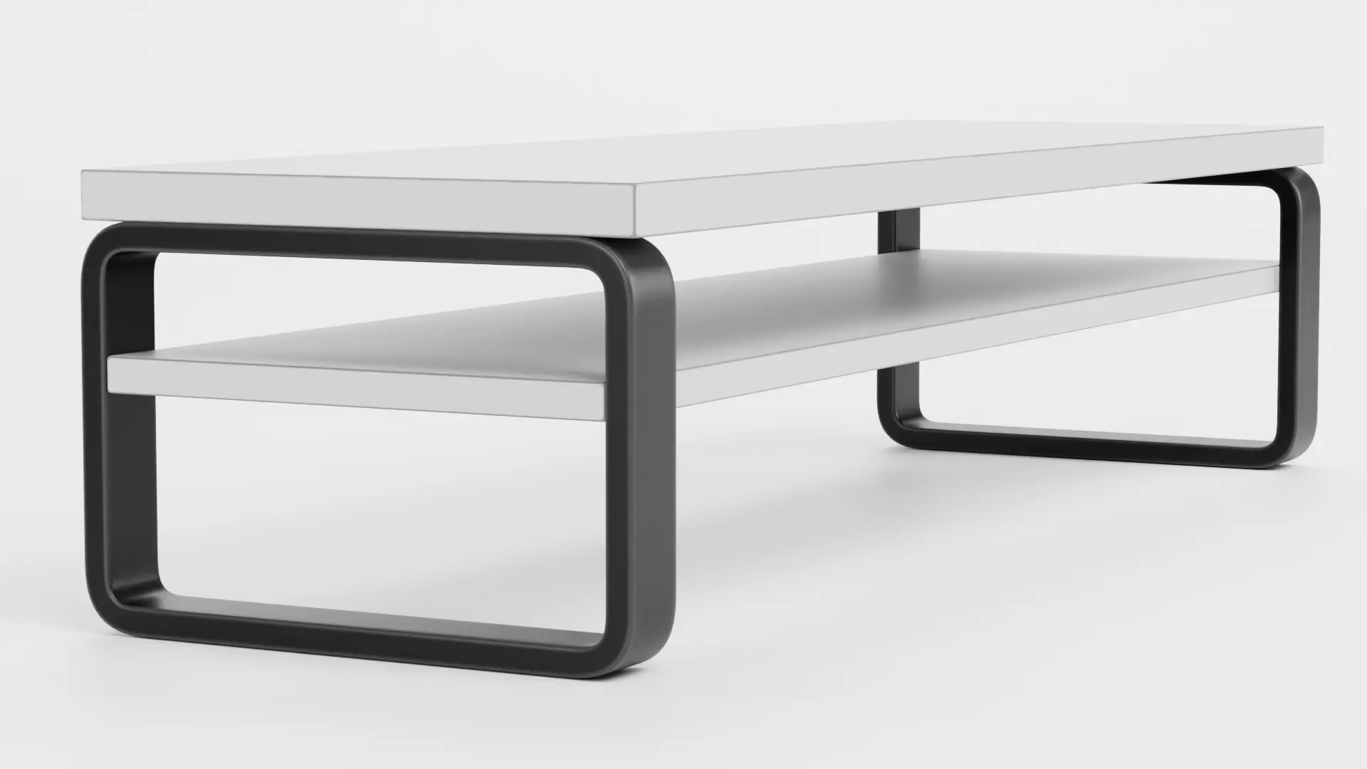 TV Table V3 - Universal White Console Low-poly 3D model_5