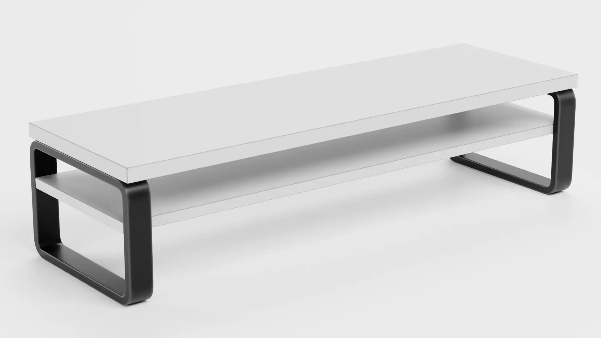 TV Table V3 - Universal White Console Low-poly 3D model_4