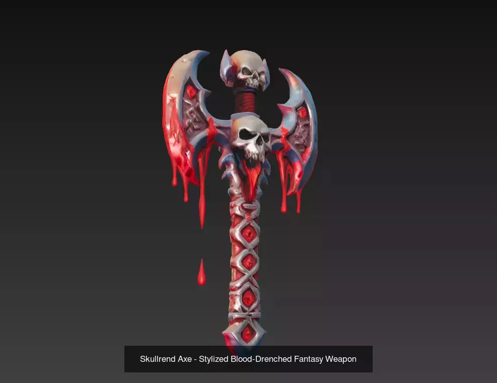 Infernal Blood Edition - Stylized Skull Blades 3D Model Collection_3