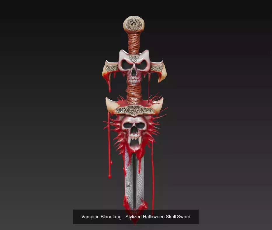 Infernal Blood Edition - Stylized Skull Blades 3D Model Collection_4
