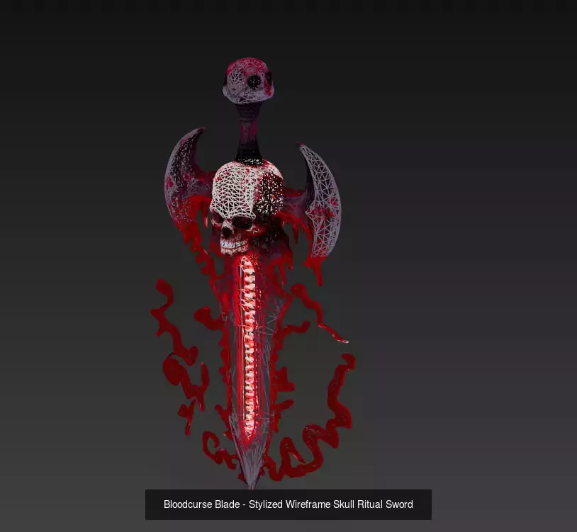 Infernal Blood Edition - Stylized Skull Blades 3D Model Collection_1